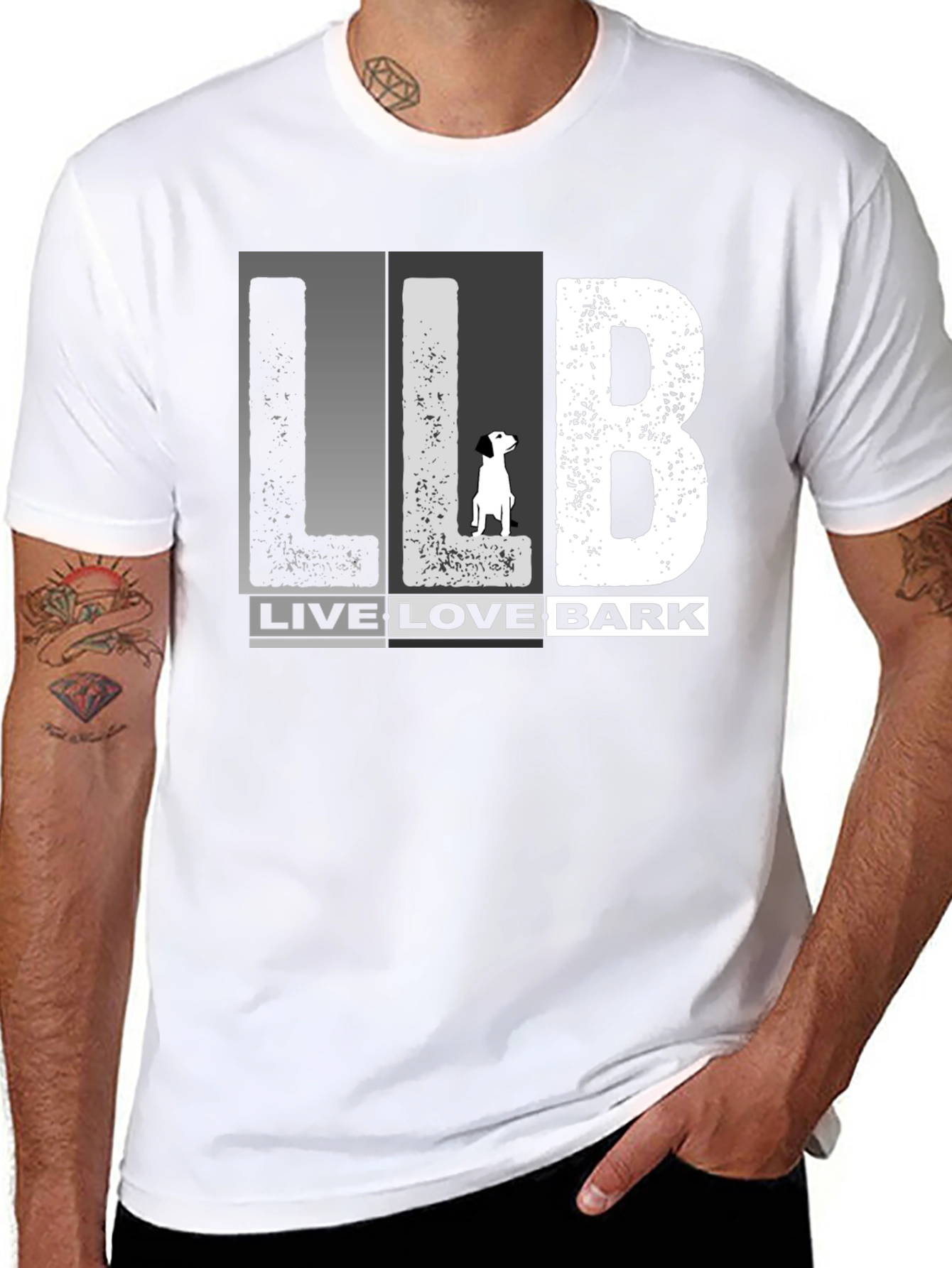 Black Live Love Bark Dog Graphic Tee - Black Cotton Blend view 8