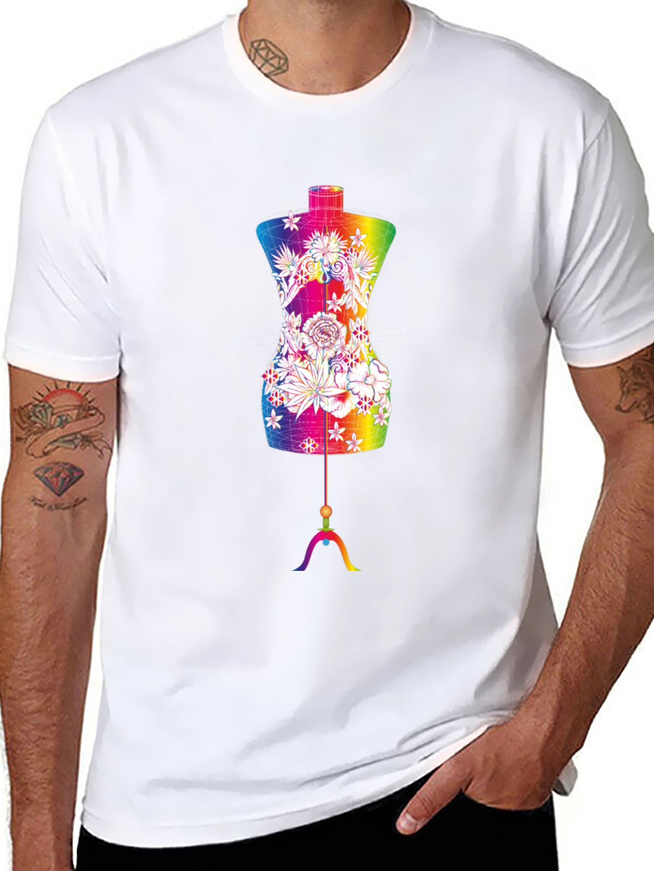 Black Rainbow Floral Mannequin Tee view 8