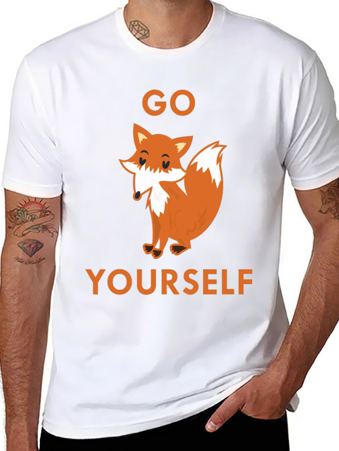 Black Go Fox Yourself Funny Graphic Tee - Black Cotton T-Shirt view 8