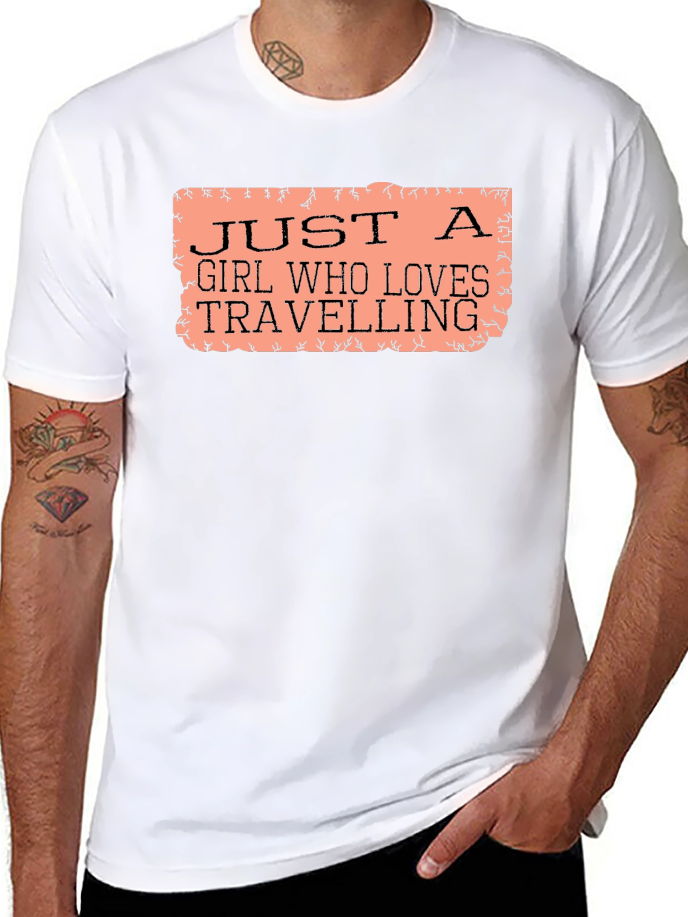 Black Just a Girl Who Loves Travelling T-Shirt view 8