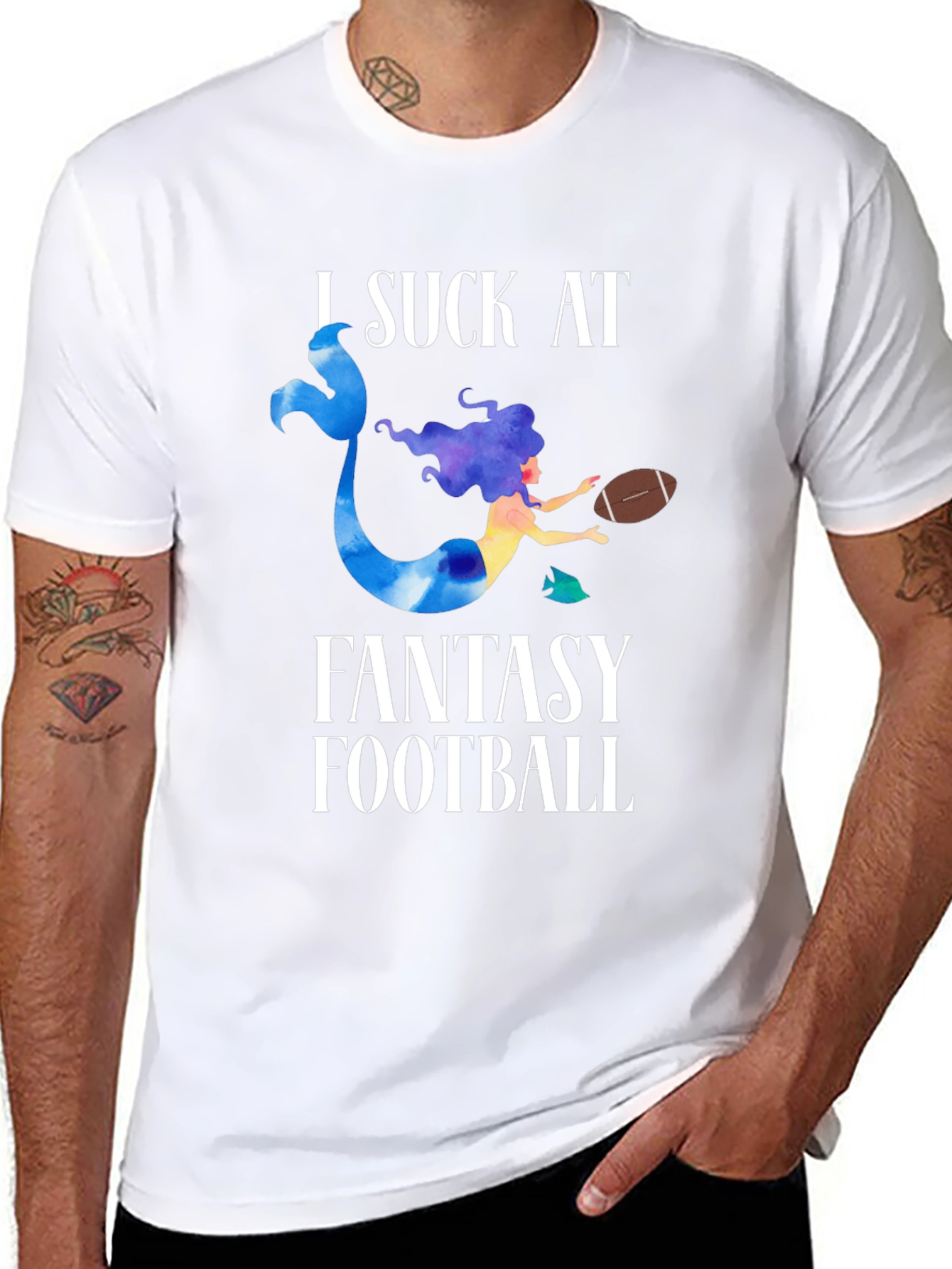 Black Fantasy Football Mermaid Graphic T-Shirt view 8