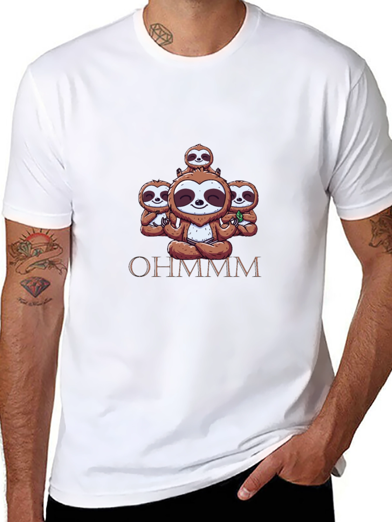 Black Ohm Sloth Meditation Black Tee view 8
