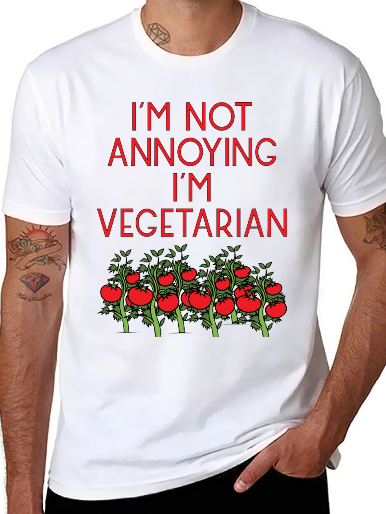 Black Funny Vegetarian Tomato Plant T-Shirt view 8