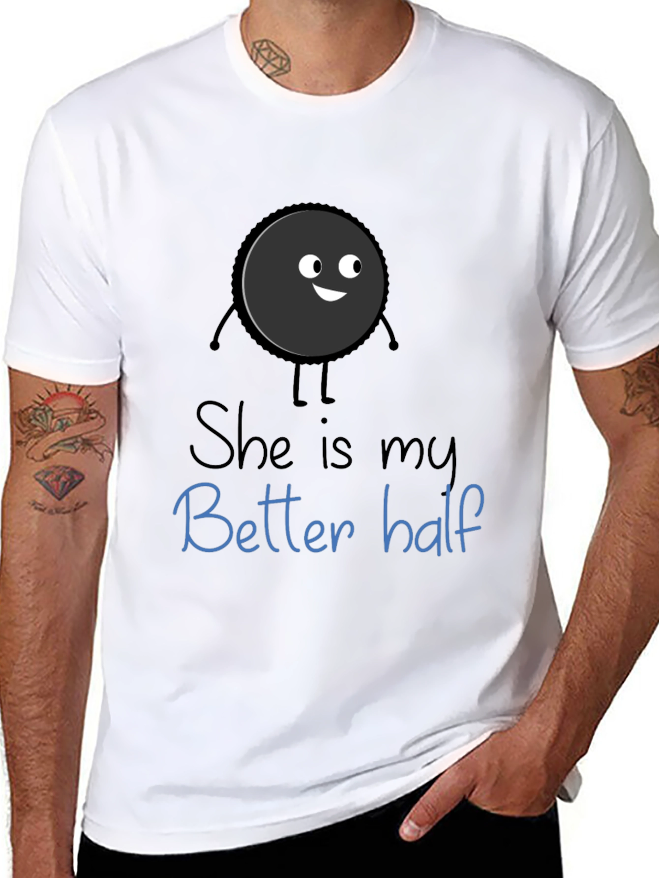 Black Funny Couples T-Shirt - She is my Better Half view 8