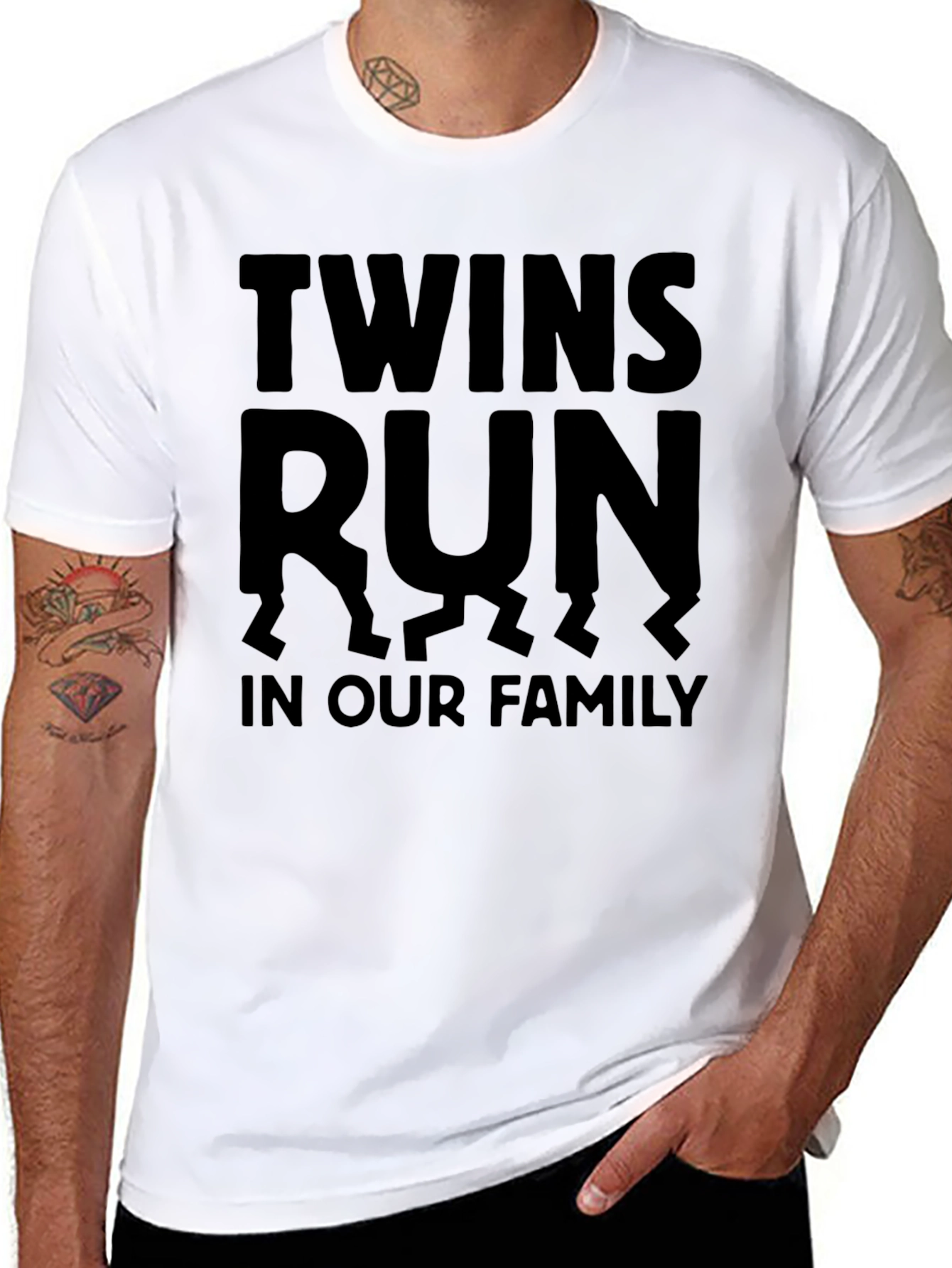 Black Twins Run in Our Family Graphic Tee - Unisex view 8