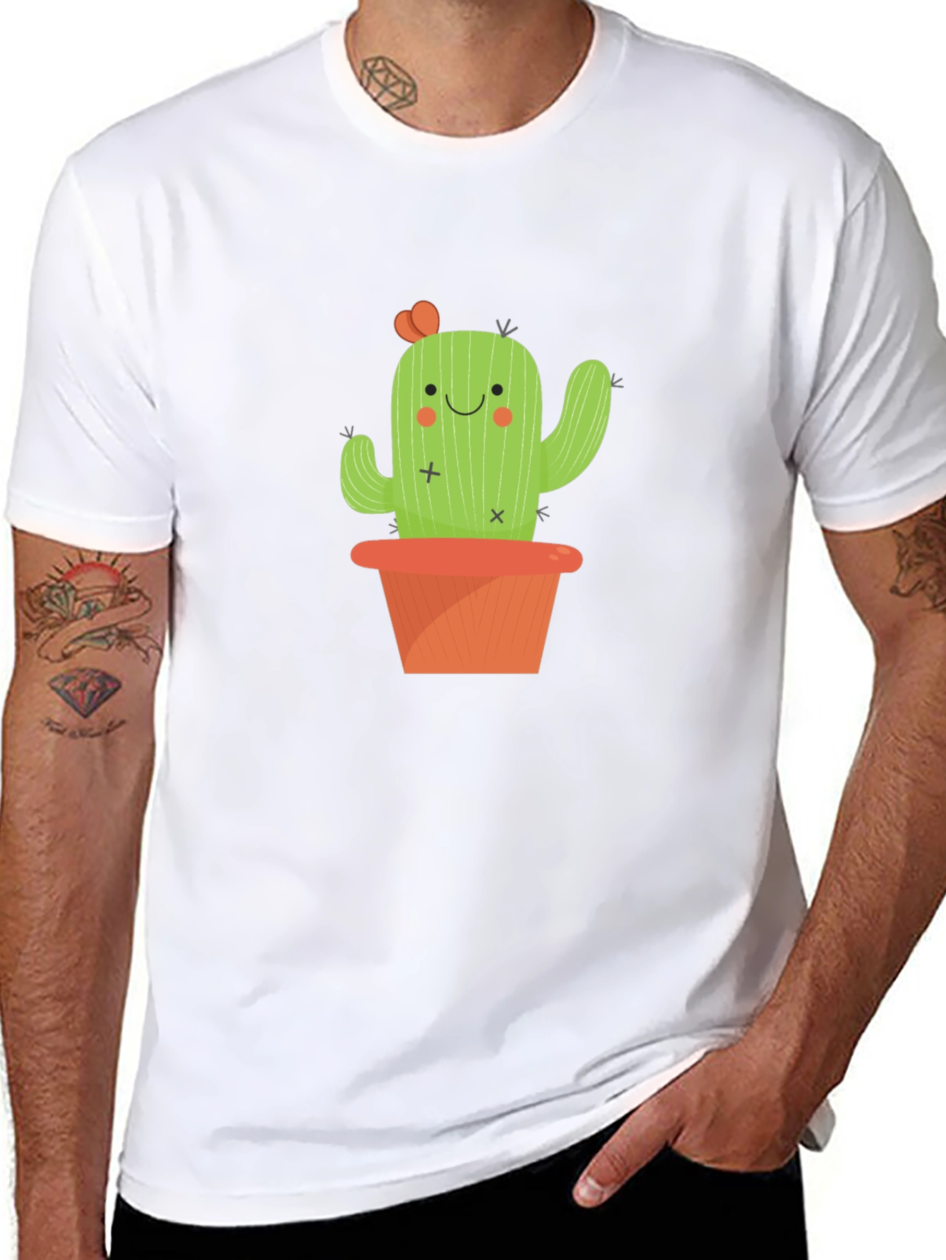 Black Cactus T-Shirt - Cute Potted Plant Design view 8