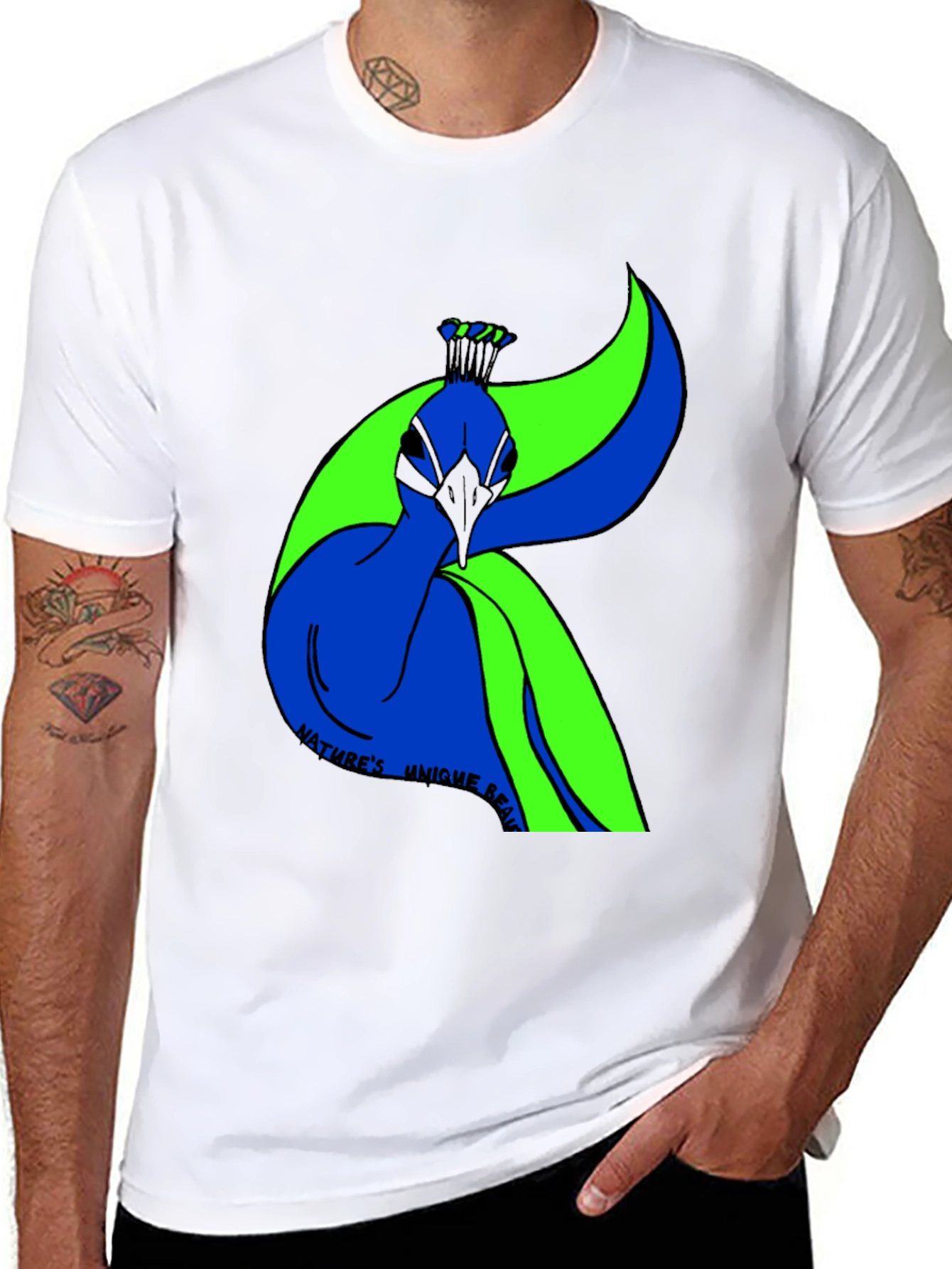 Black Nature's Beauty Peacock Graphic Tee view 8