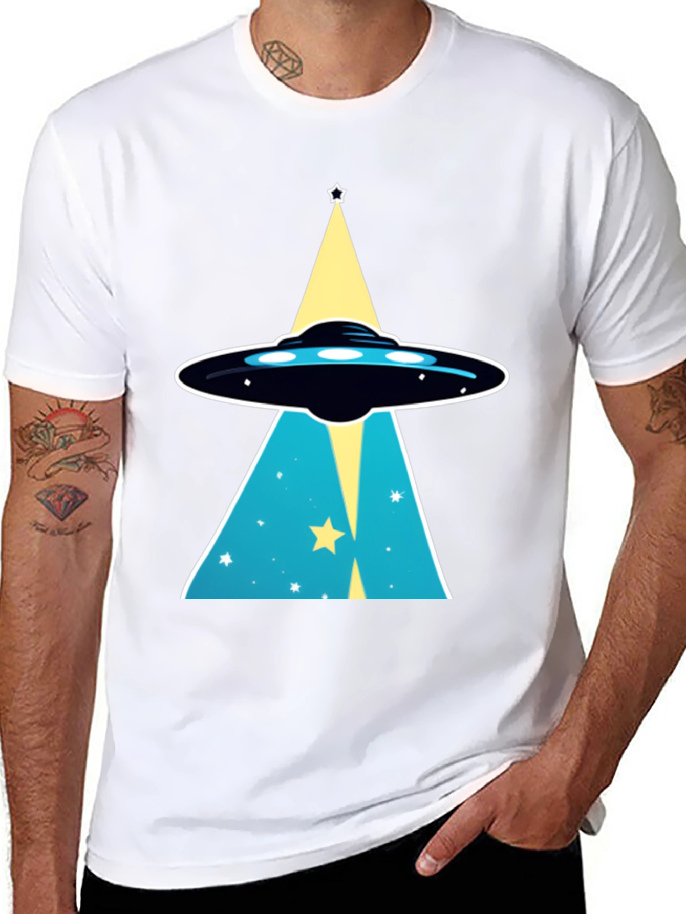 Black UFO Abduction Graphic T-Shirt view 8