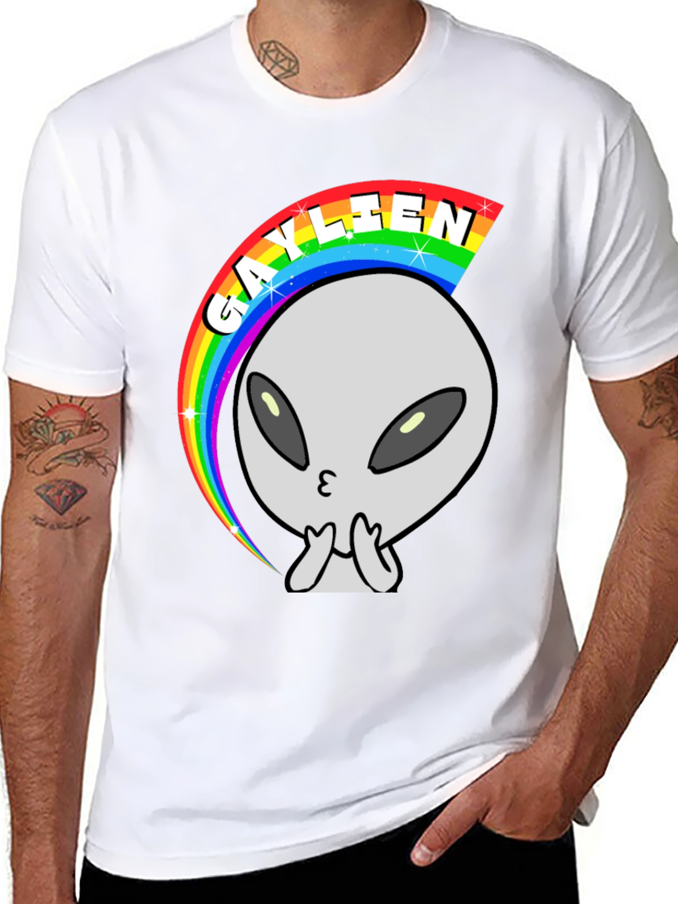 Black Gaylien Rainbow T-Shirt - Black view 8
