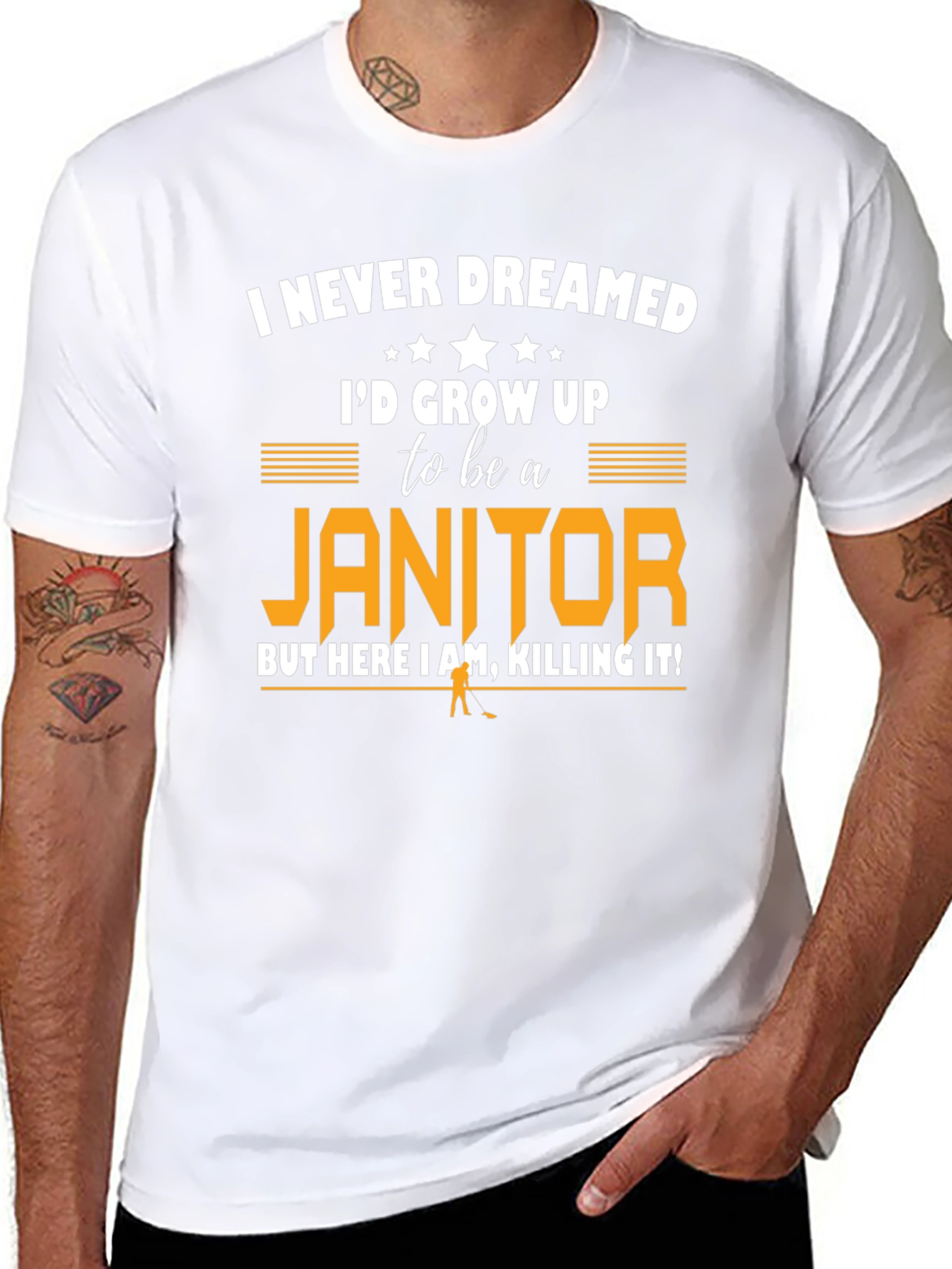 Black I Never Dreamed Janitor T-Shirt view 8