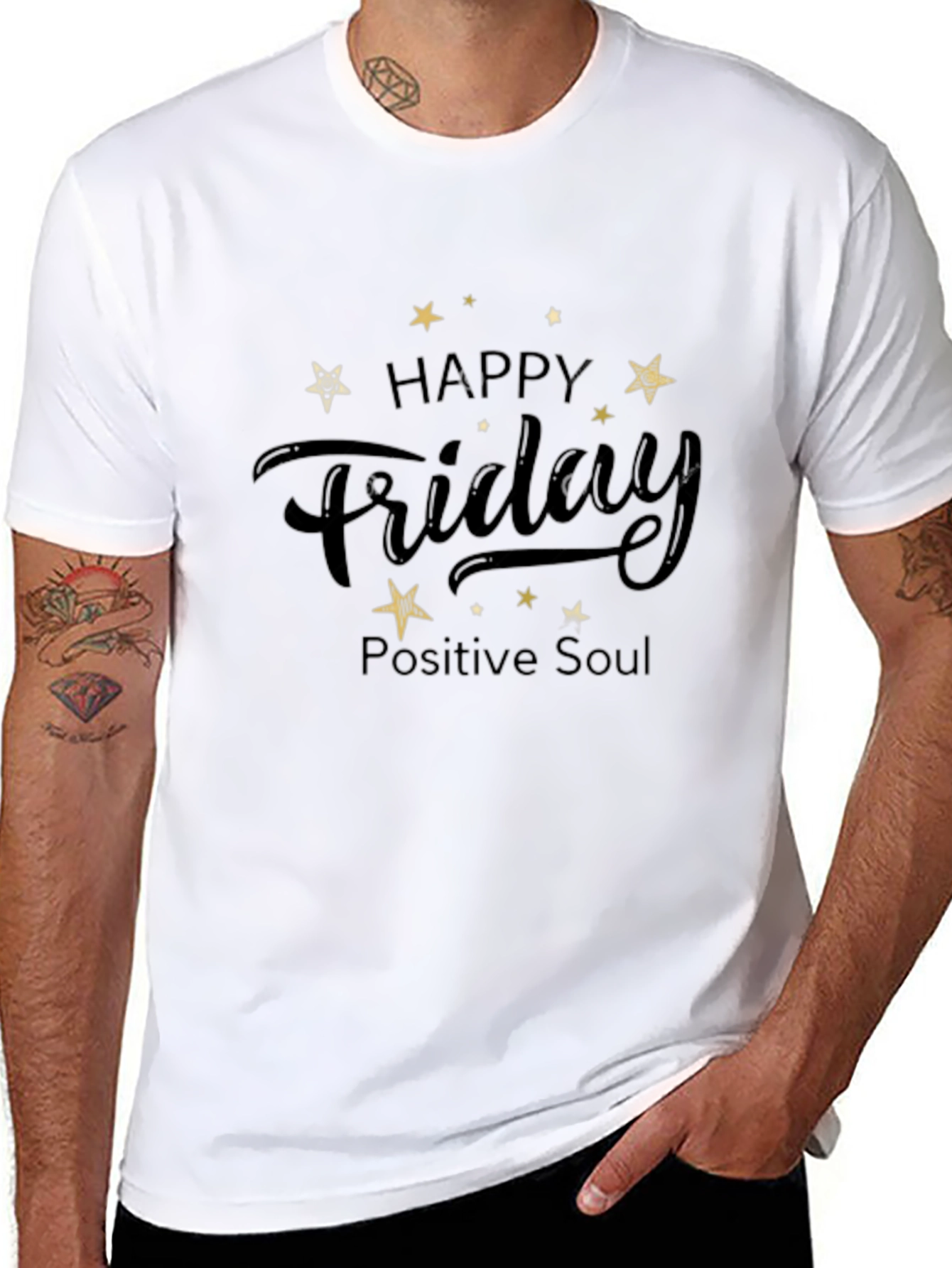 Black Happy Friday T-Shirt Positive Soul Black Tee view 8