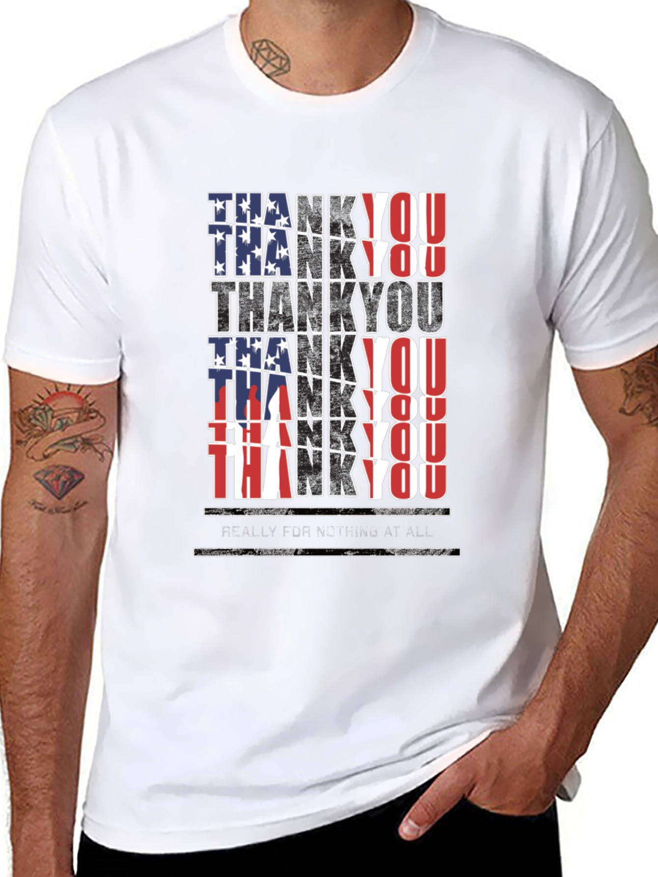 Black Patriotic Thank You T-Shirt - Men's Black Tee view 8