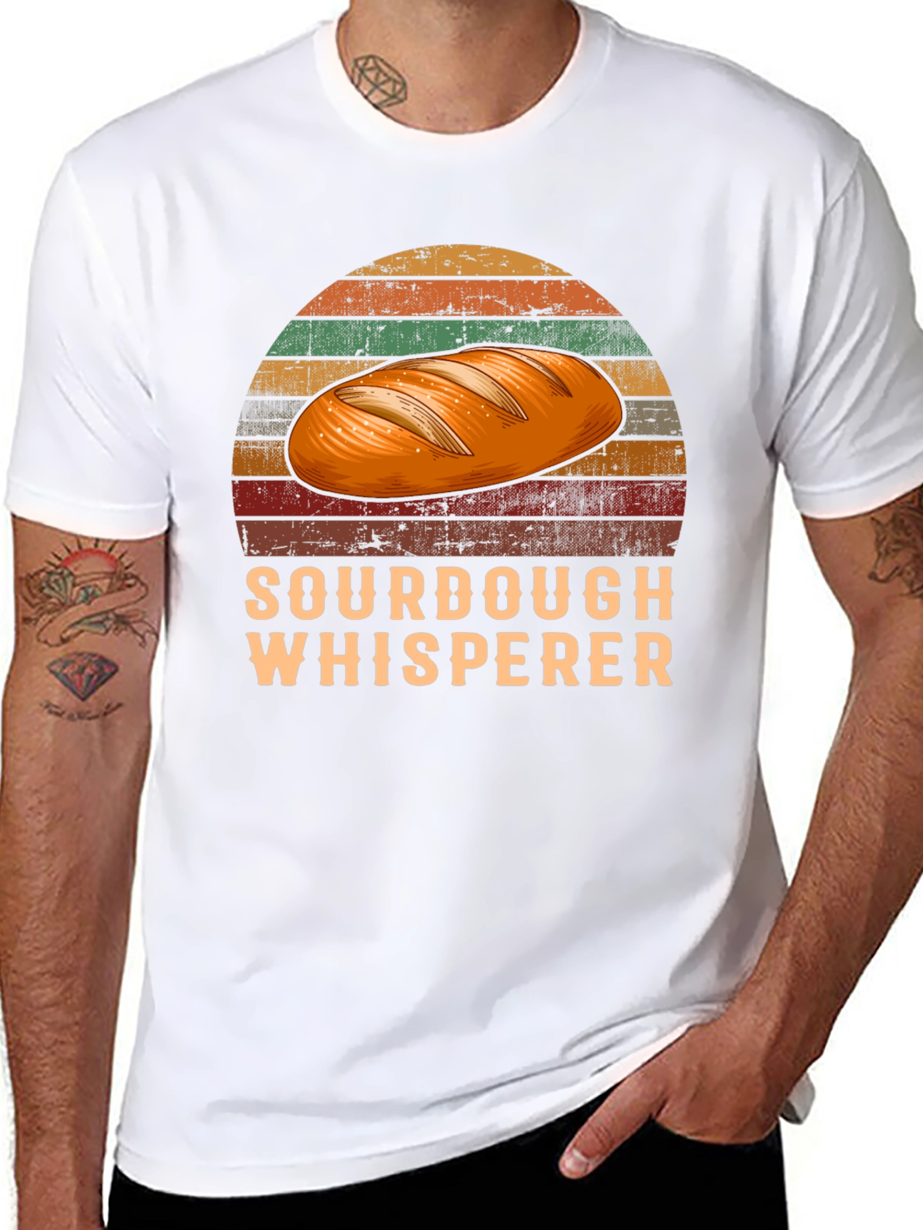 Black Sourdough Whisperer Retro Graphic T-Shirt view 8