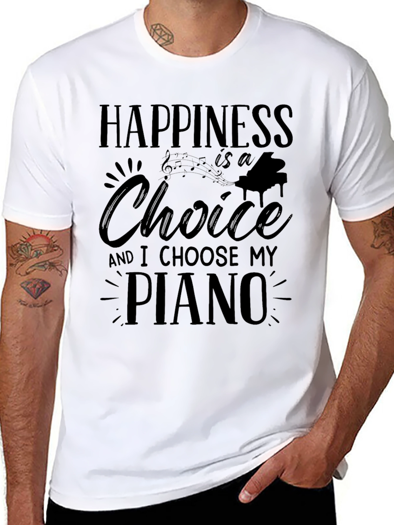 Black Happiness is a Choice Piano T-Shirt view 8
