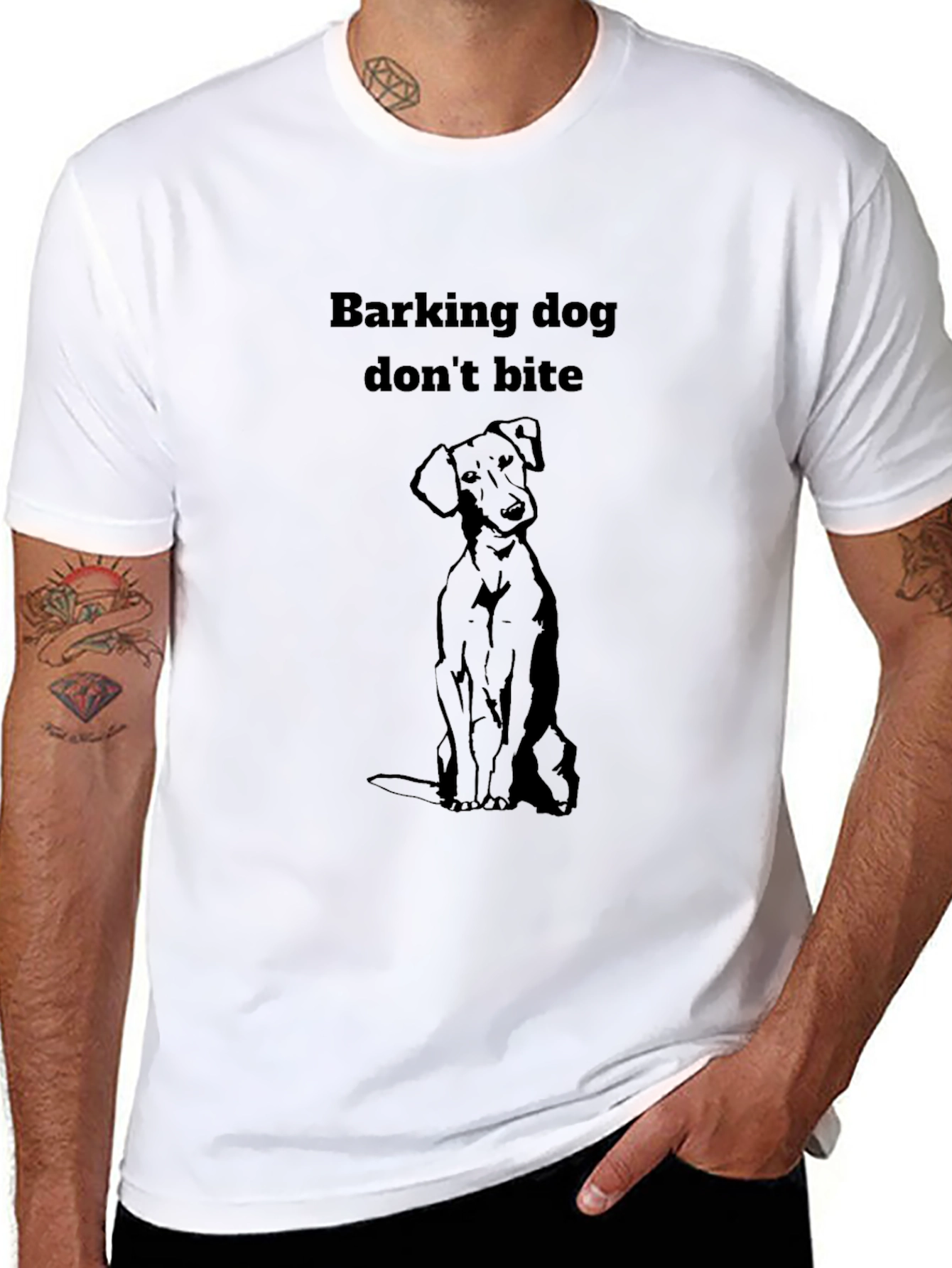 Black Dog T-Shirt - Barking Dog Don't Bite view 8