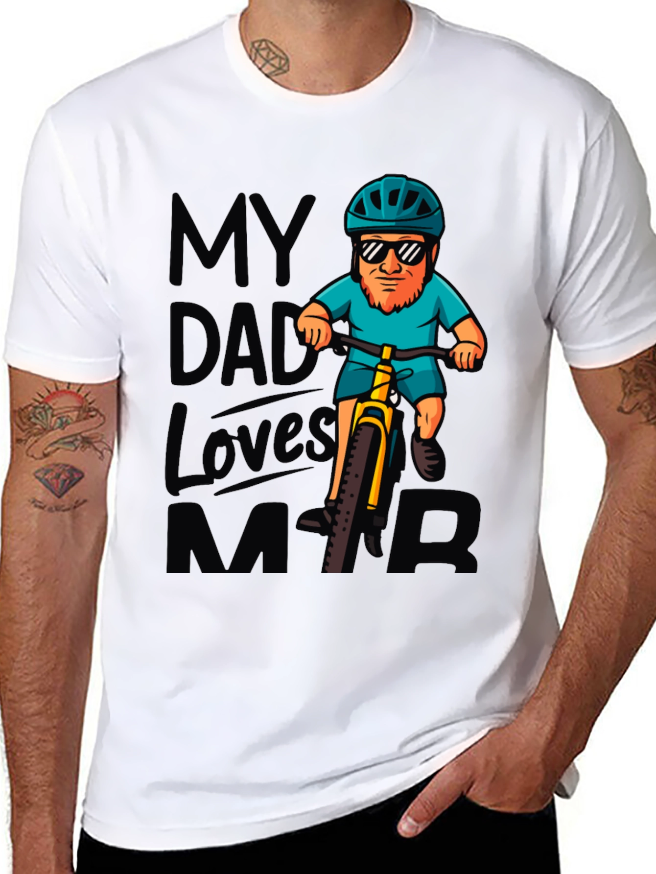 Black My Dad Loves MTB T-Shirt view 8