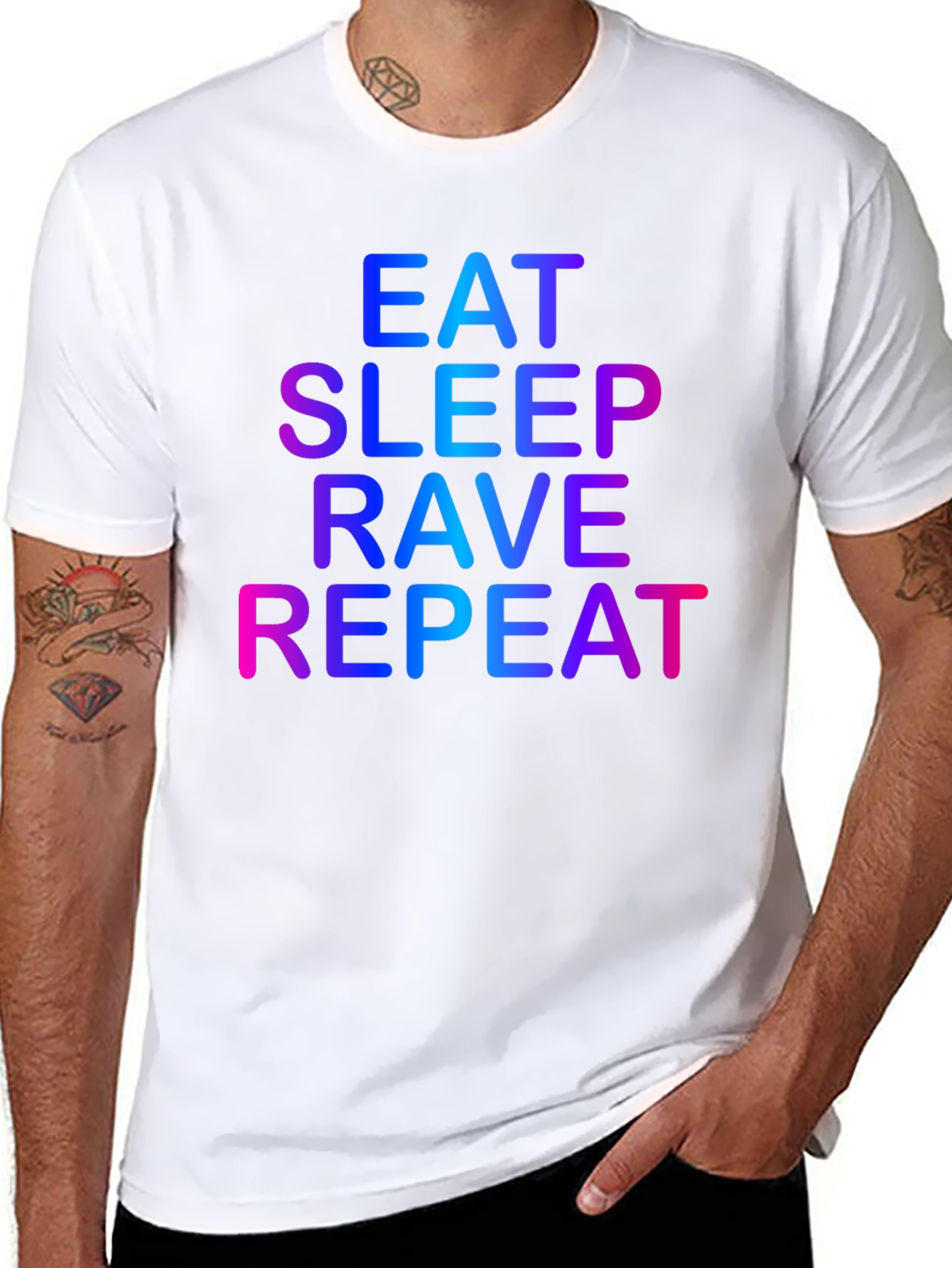 Black Eat Sleep Rave Repeat Graphic Tee - Black view 8