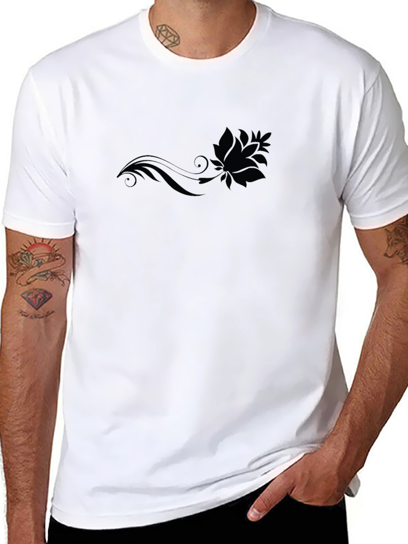 Black Black Graphic Tee - Lotus Design view 8