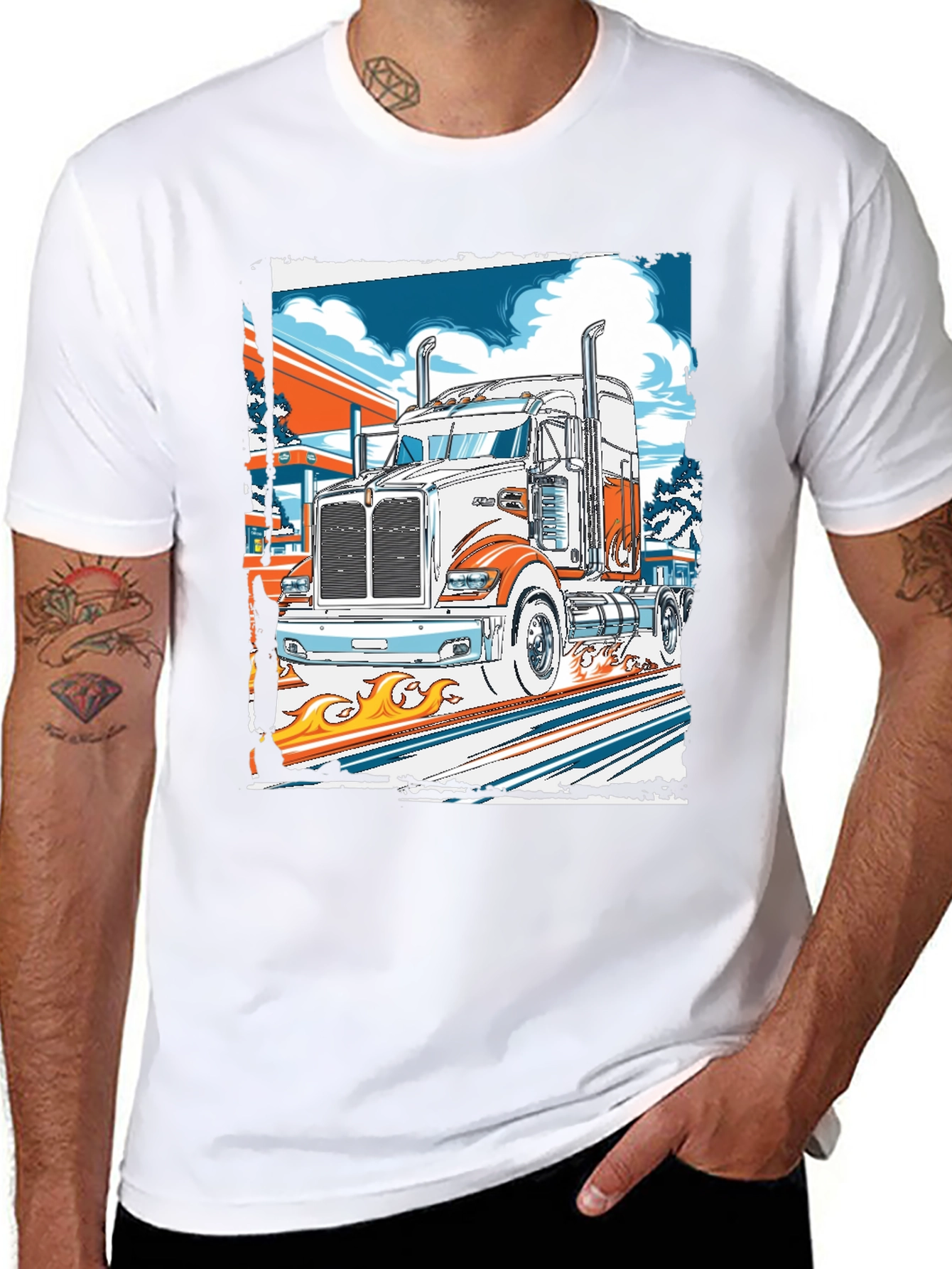 Black Truck Graphic Print Tee view 8