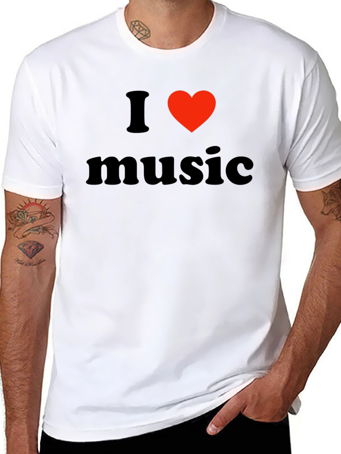 Black I Love Music Black T-Shirt view 8