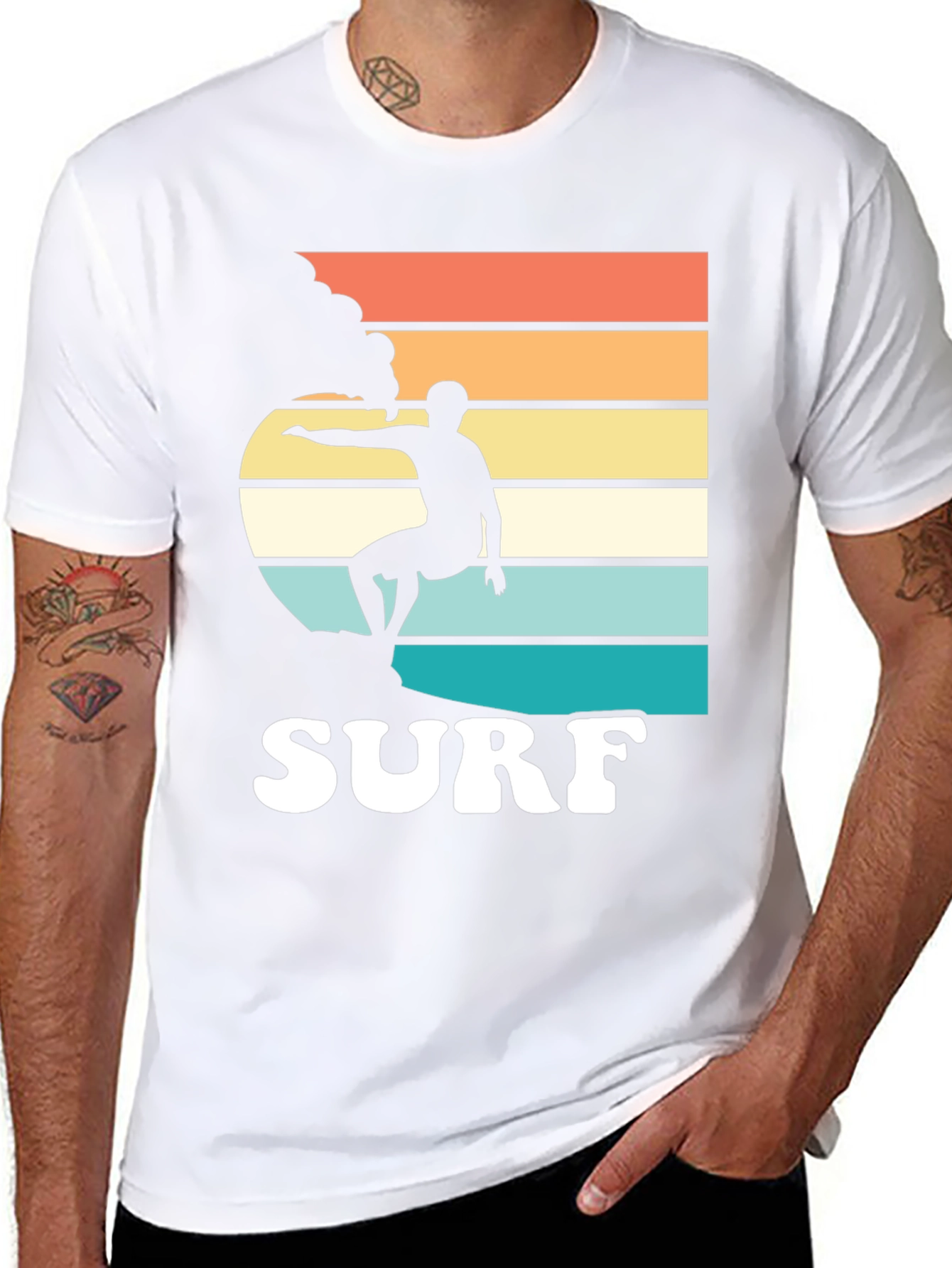 Black Retro Surf T-Shirt | Surfer Graphic Tee view 8