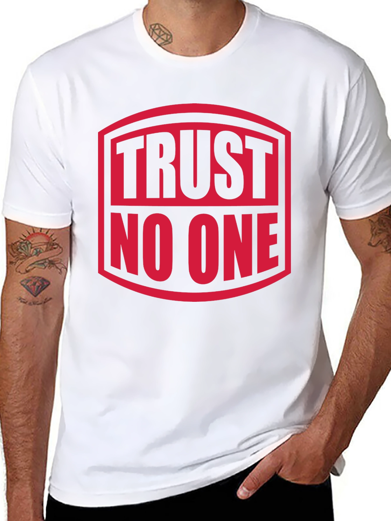 Black Trust No One Graphic Tee - Black view 8