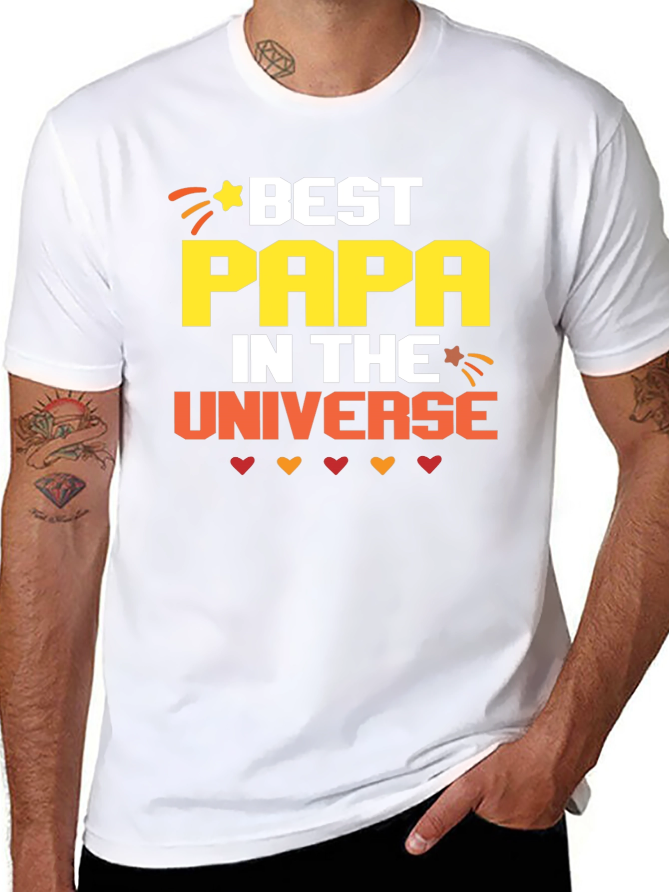 Black Best Papa in the Universe Graphic Tee view 8
