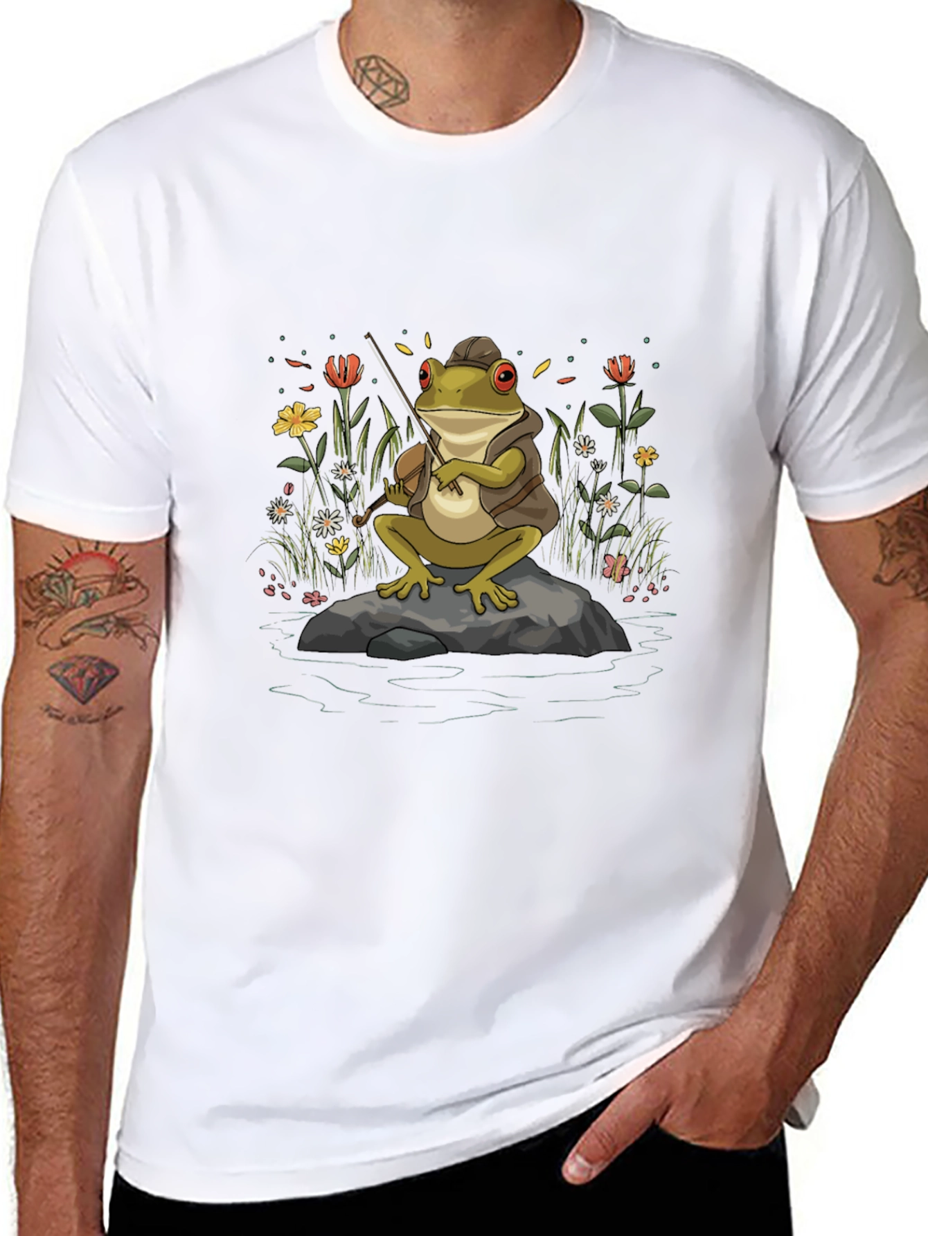 Black Frog Musician T-Shirt - Nature Inspired Tee view 8