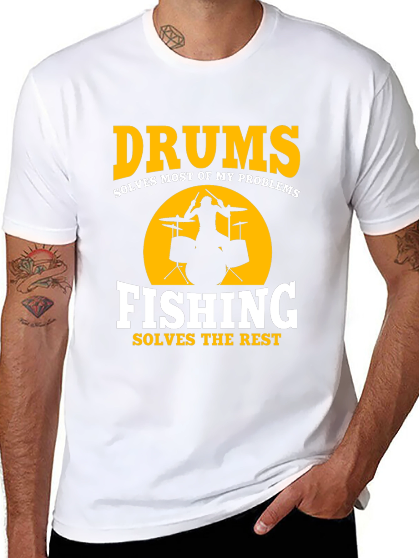 Black Drums & Fishing Solve Problems T-Shirt view 8