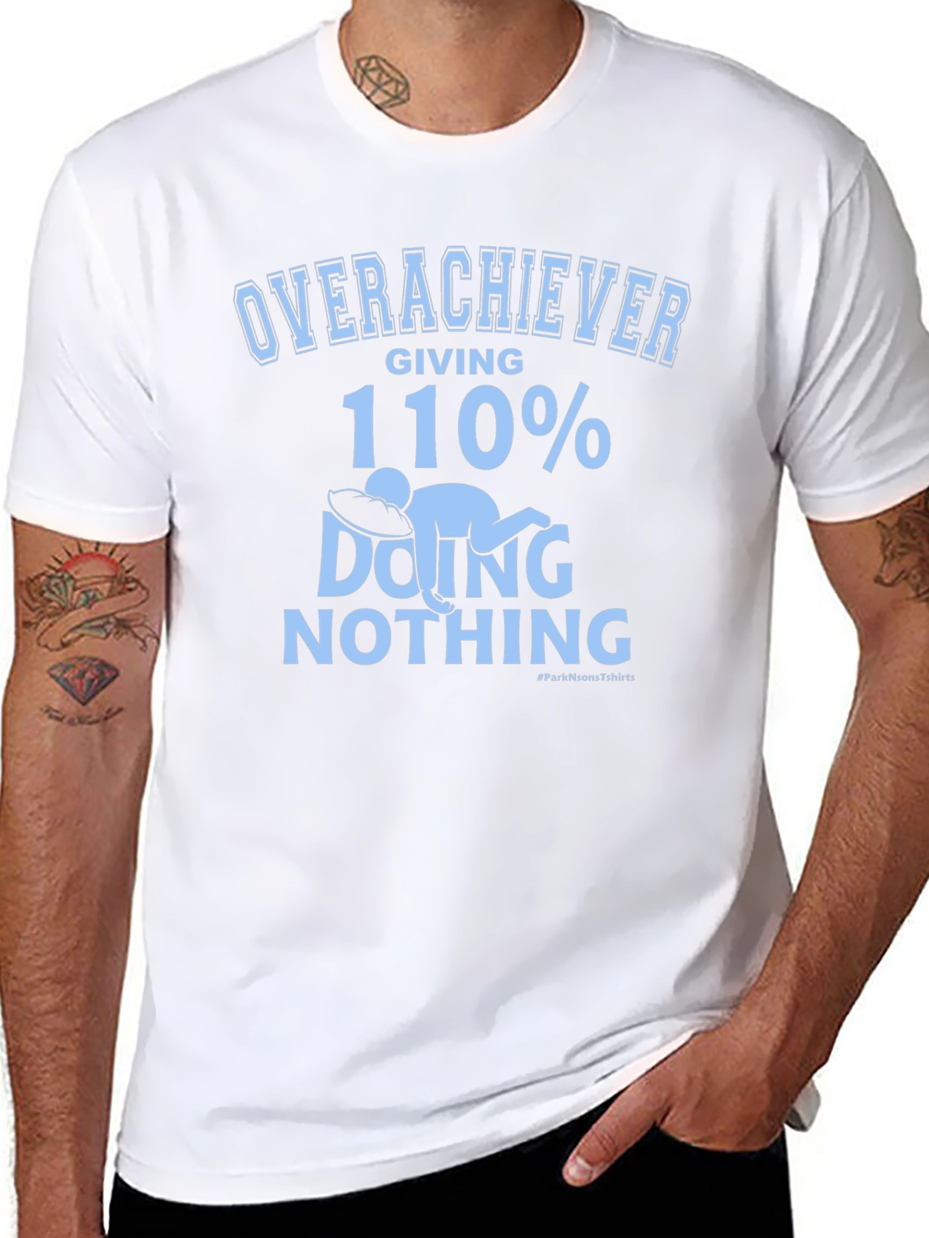 Black Overachiever 110% Doing Nothing Graphic Tee view 8