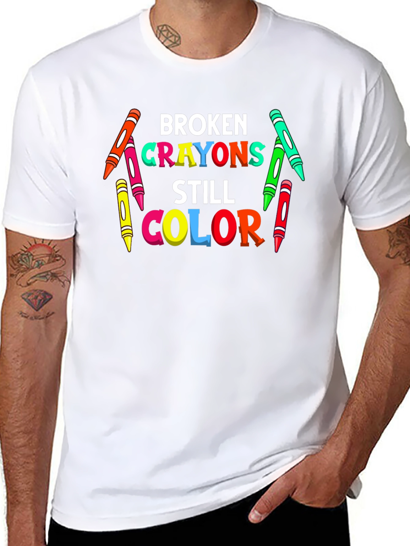 Black Broken Crayons Still Color T-Shirt view 8