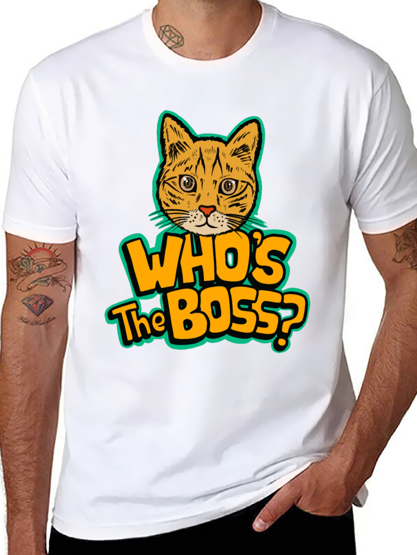 Black Who's the Boss Cat Graphic Tee view 8