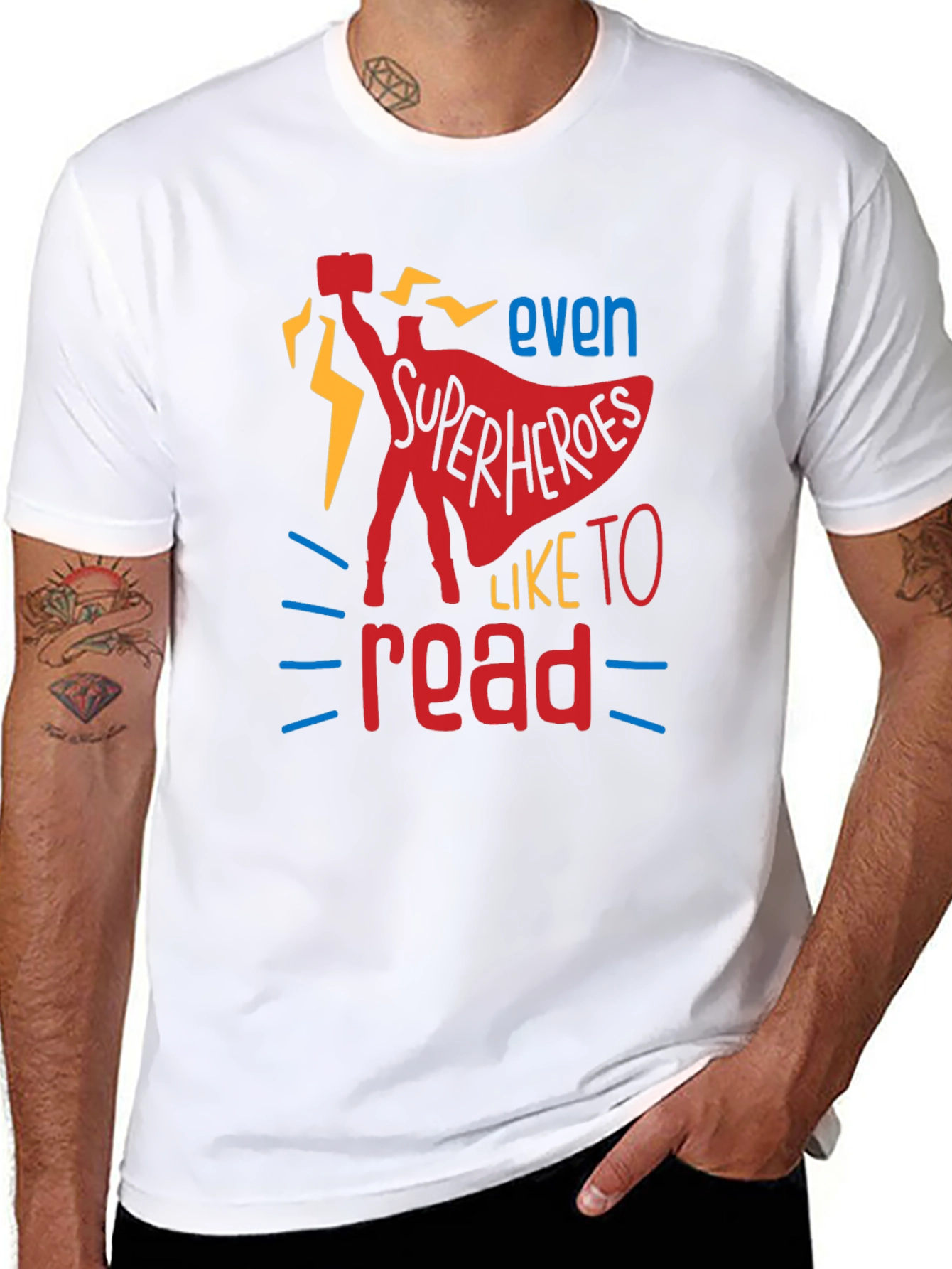 Black Superhero Reader T-Shirt - Black Graphic Tee view 8