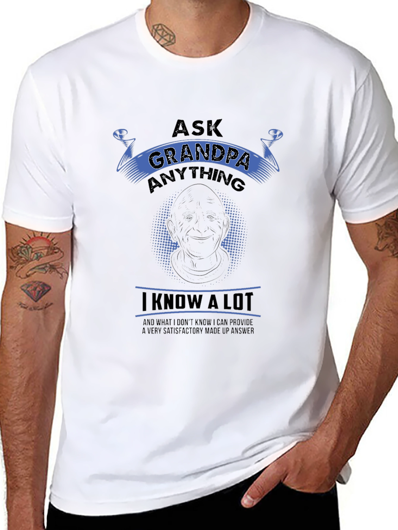 Black Ask Grandpa Anything Black T-Shirt view 8