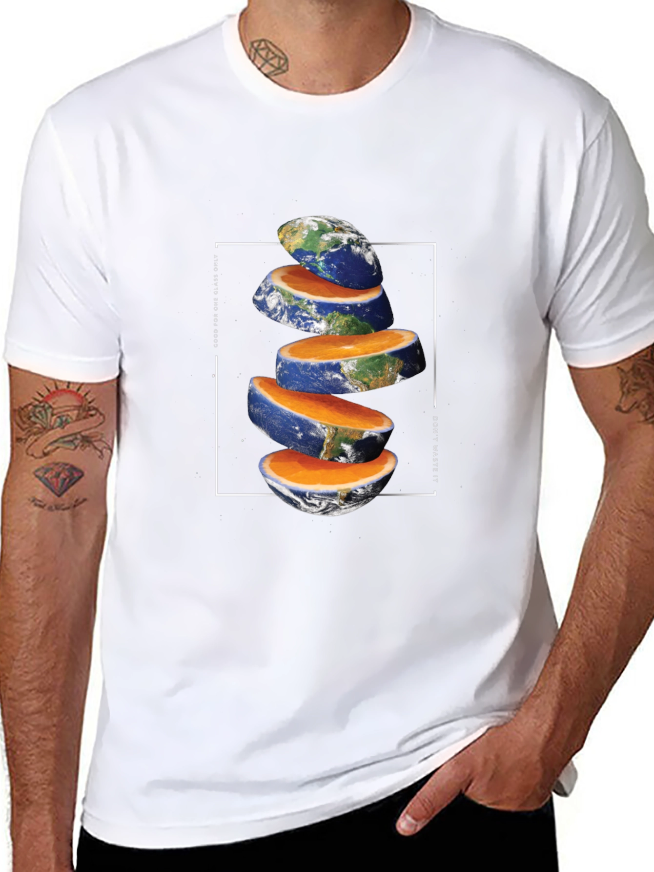 Black Sliced Earth Graphic Tee - Unique Environmental Design view 8