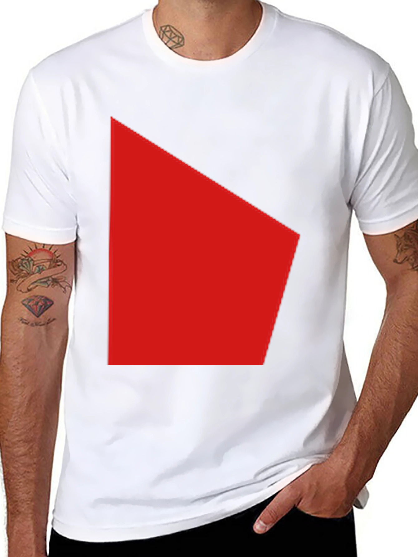 Black Modern Red Graphic Black T-Shirt view 8