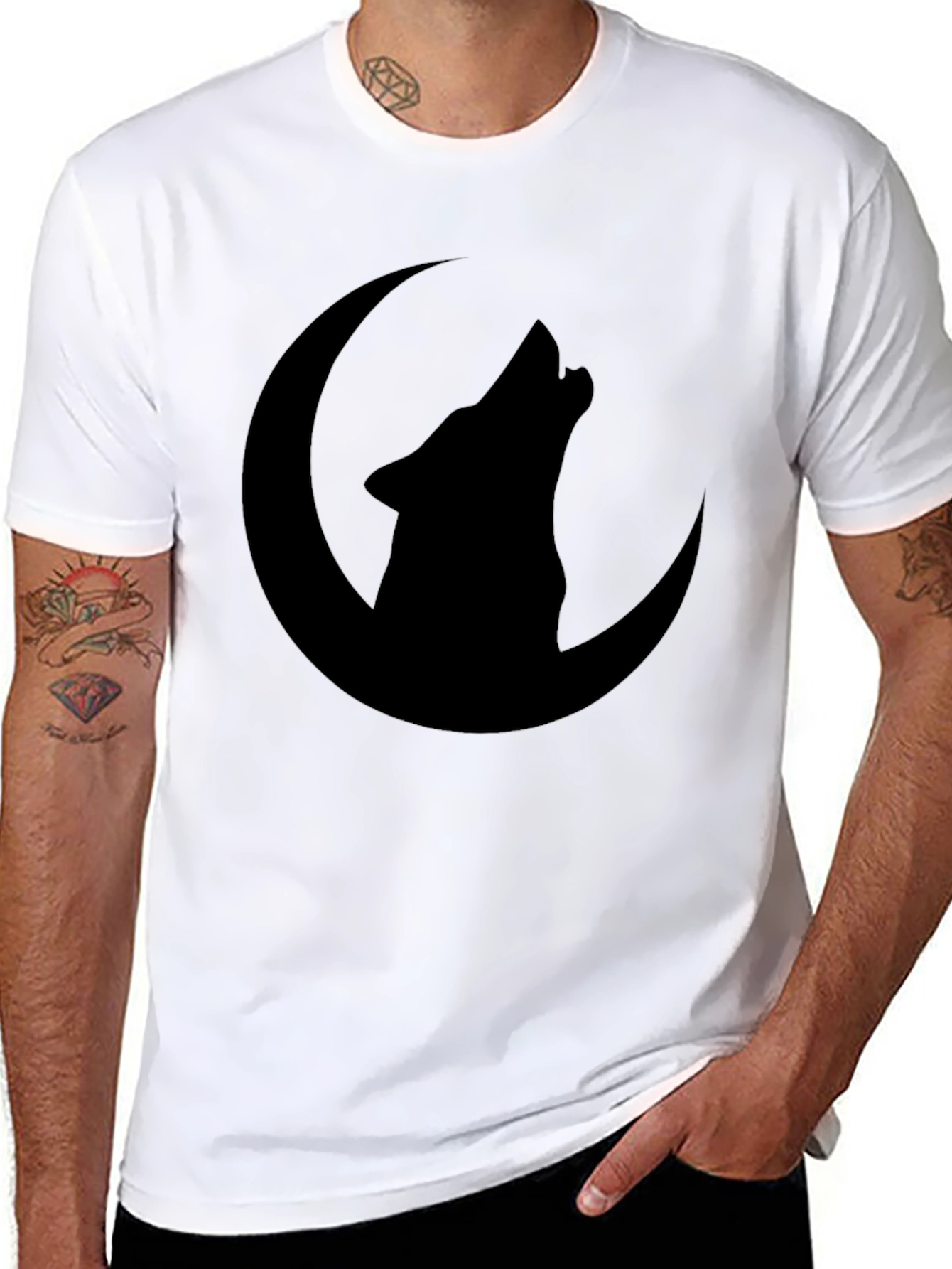Black Wolf Moon Graphic T-Shirt - Black view 8