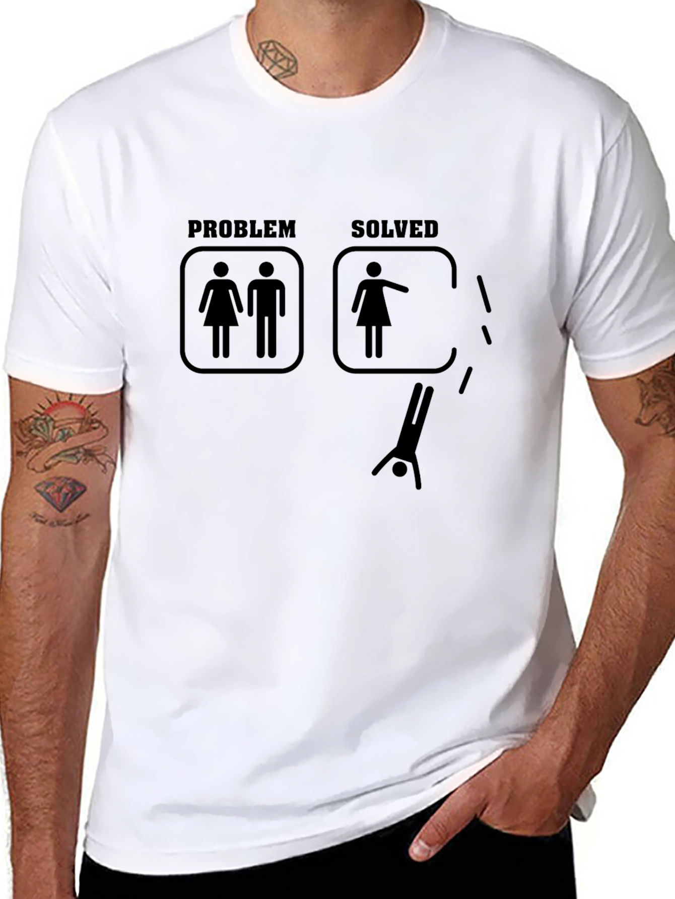 Black Problem Solved T-Shirt - Funny Single Life Graphic Tee view 8