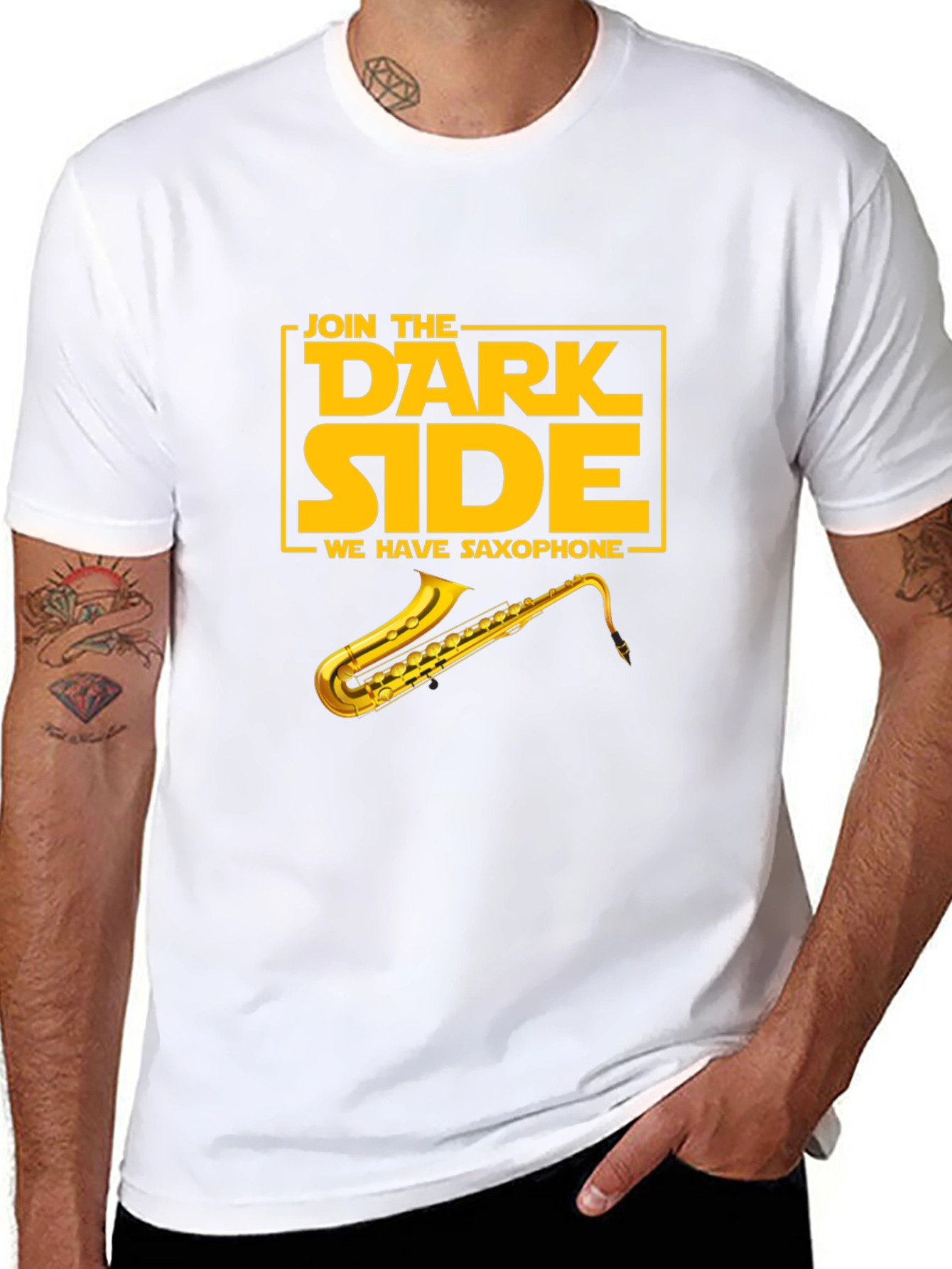 Black Join the Dark Side Saxophone Graphic T-Shirt view 8