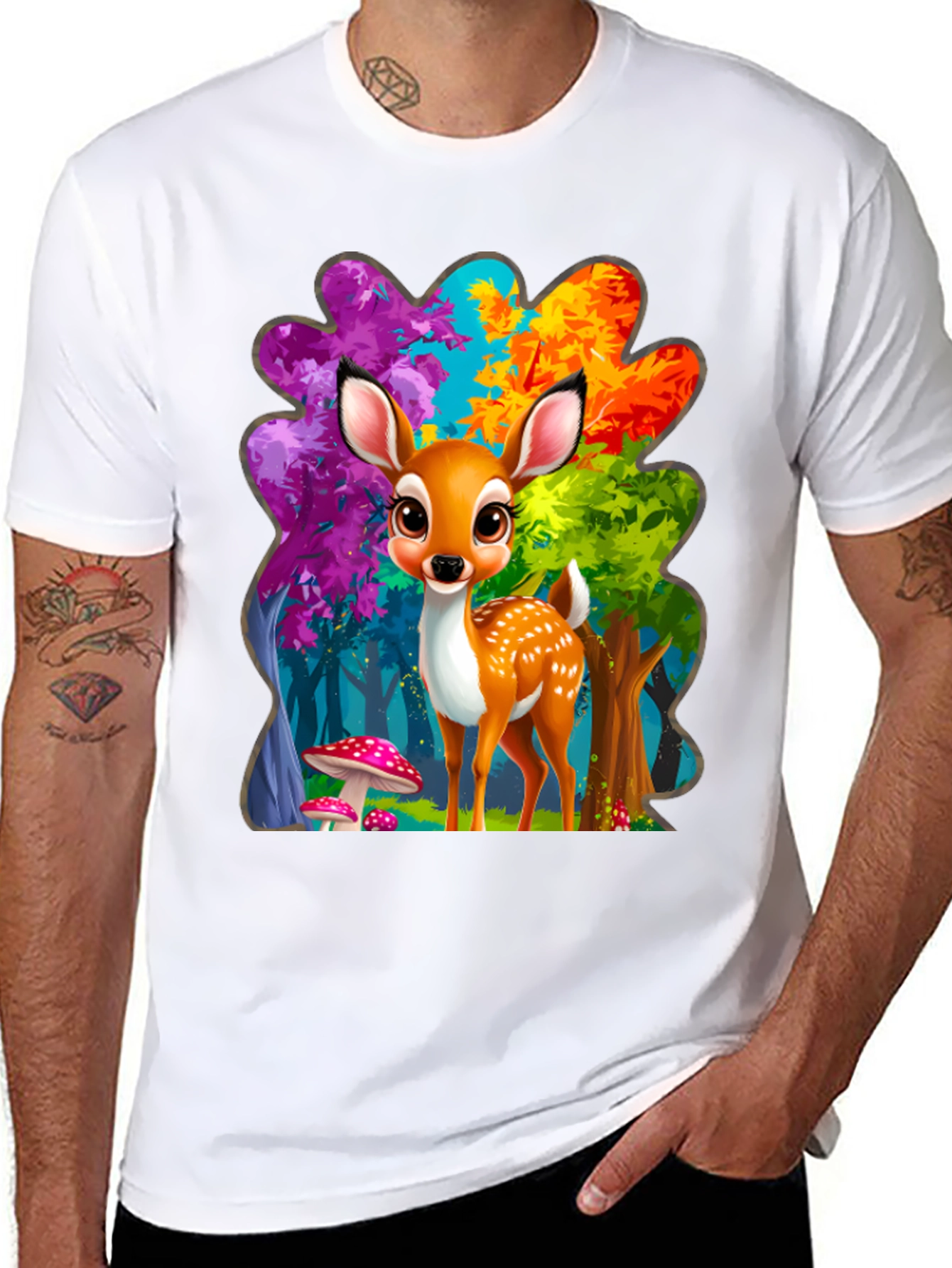 Black Cute Deer Graphic Tee view 8