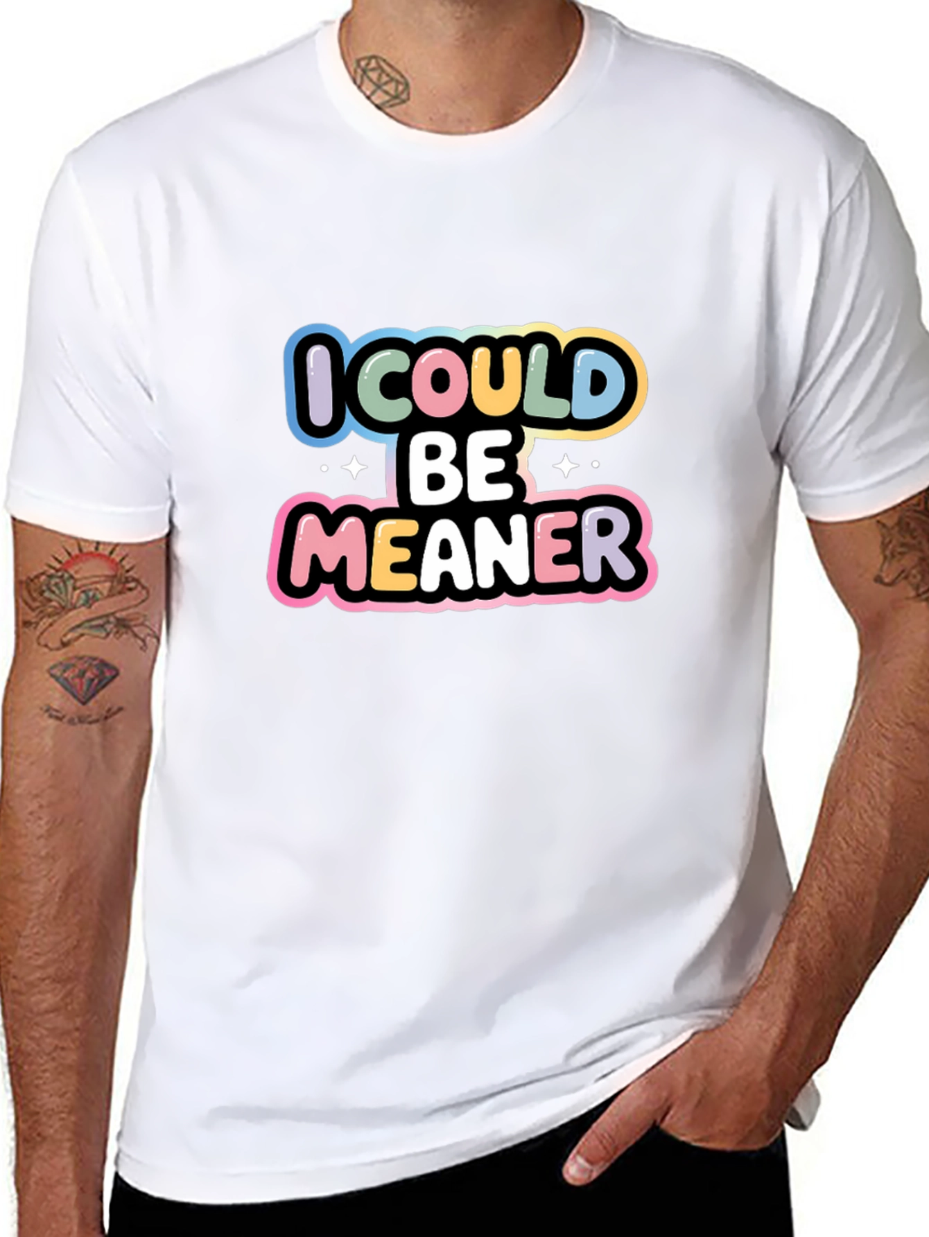 Black I Could Be Meaner Black Graphic Tee view 8