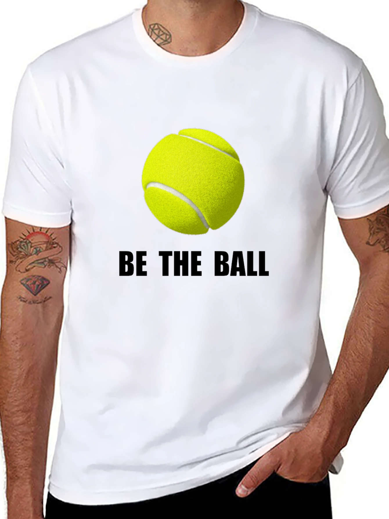 Black Be The Ball Tee: Tennis Graphic T-Shirt view 8