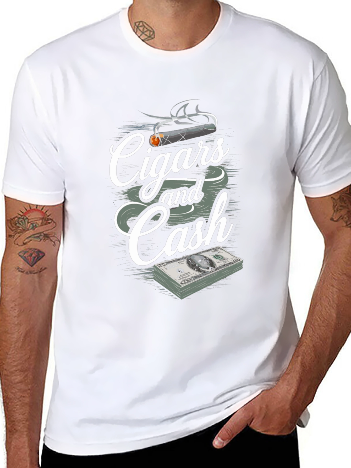 Black Cigars and Cash Graphic Print T-Shirt view 8