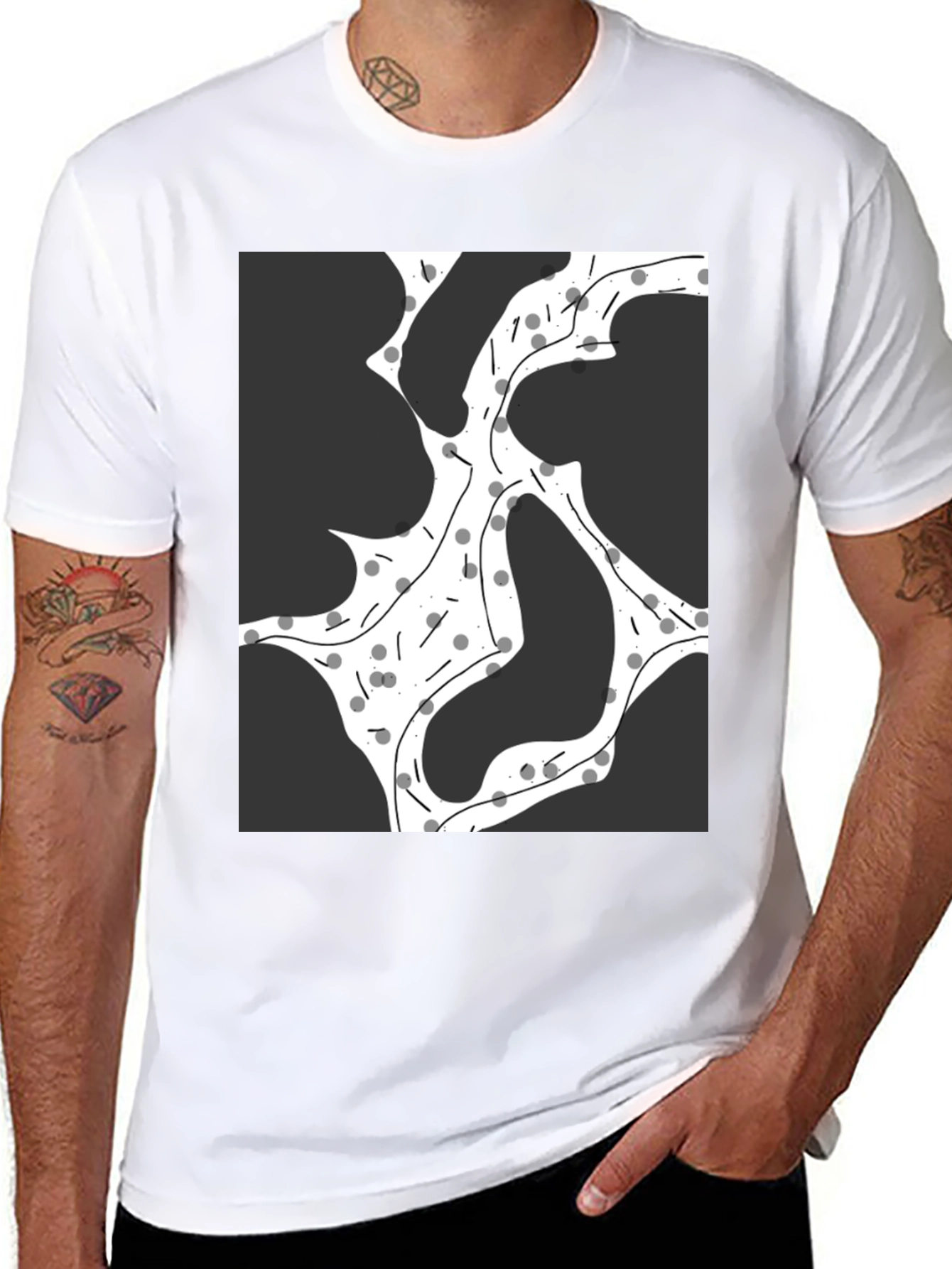 Black Abstract Graphic Print Black T-Shirt view 8