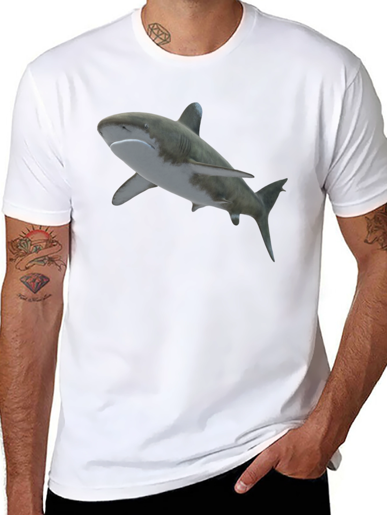 Black Shark Graphic Tee - Men's Black T-Shirt view 8