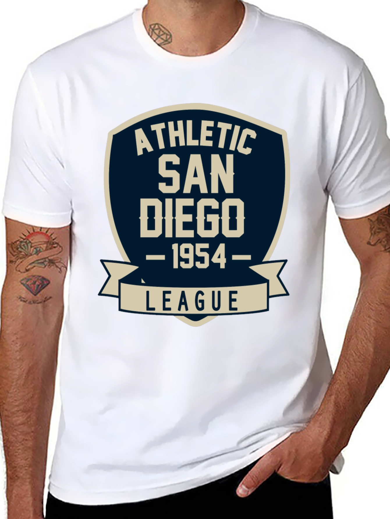 Black Athletic San Diego League T-Shirt - Vintage Style Tee view 8
