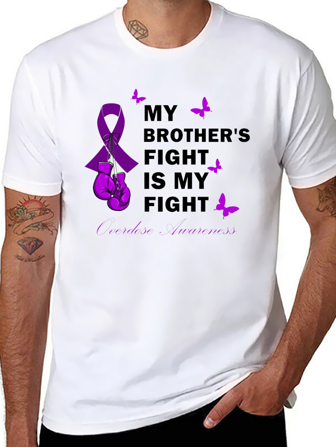 Black My Brother's Fight T-Shirt - Overdose Awareness  view 8