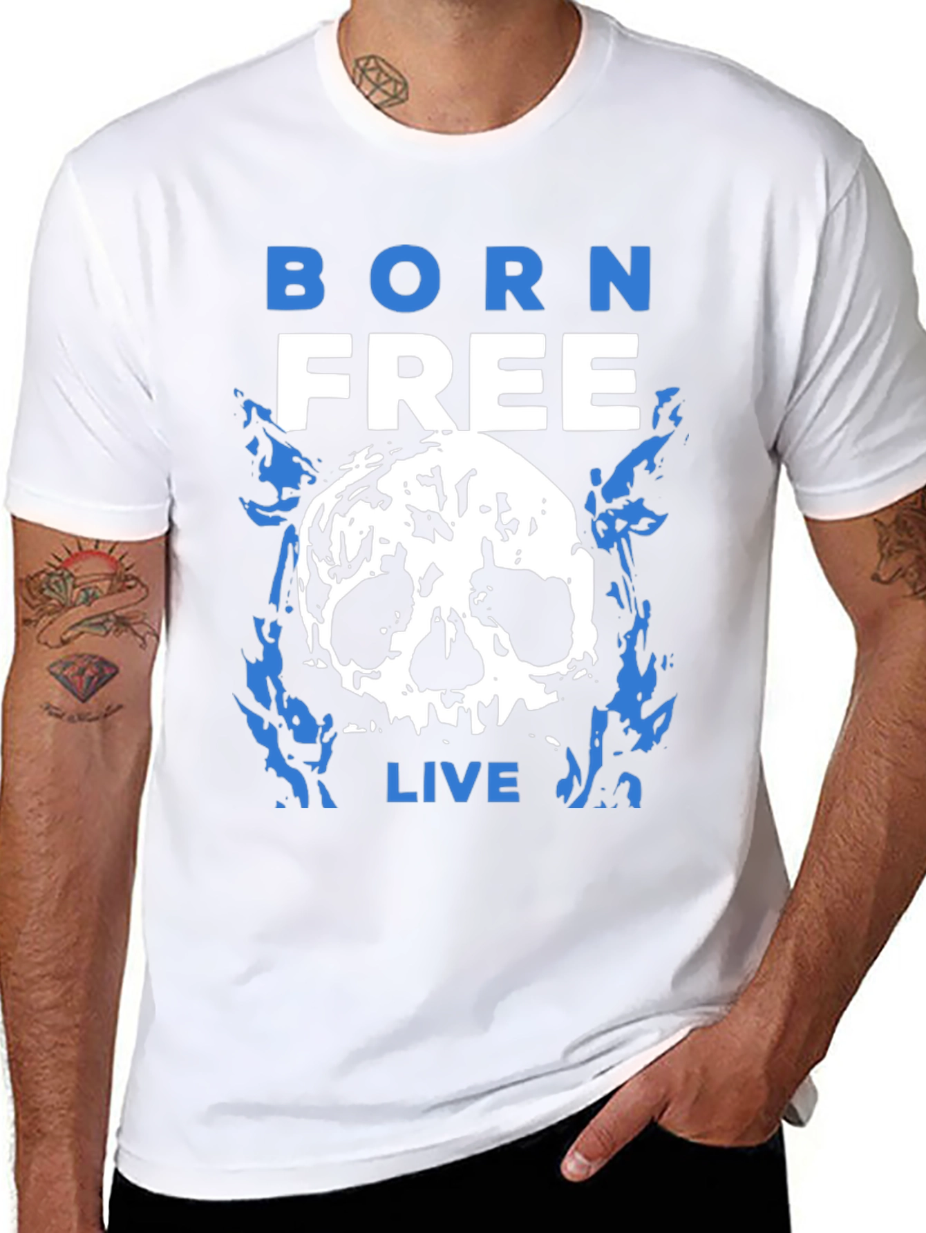 Black Born Free Skull Graphic T-Shirt - Black view 8
