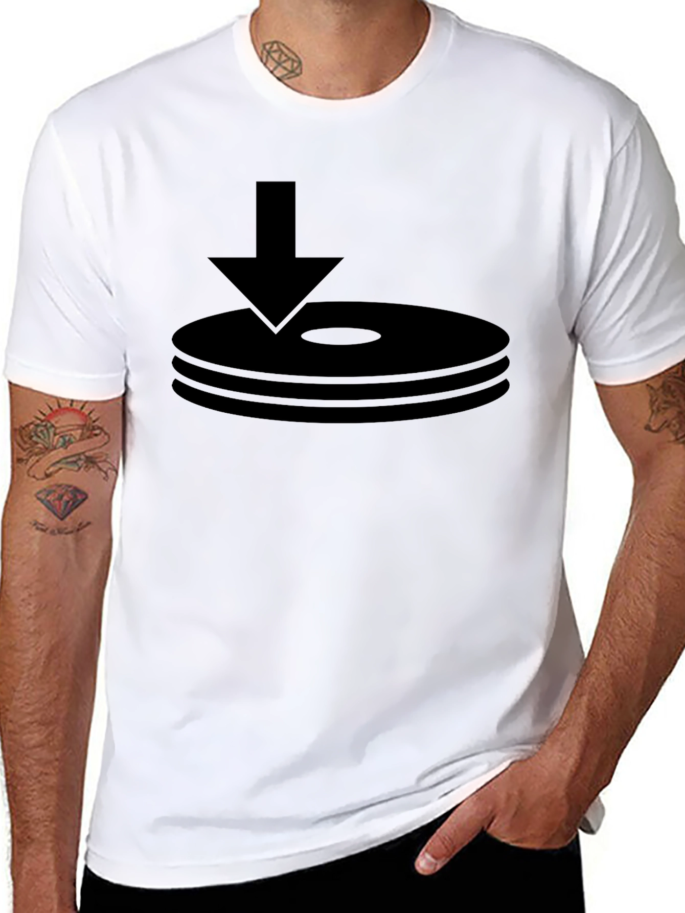 Black Black T-Shirt with Download Icon view 8