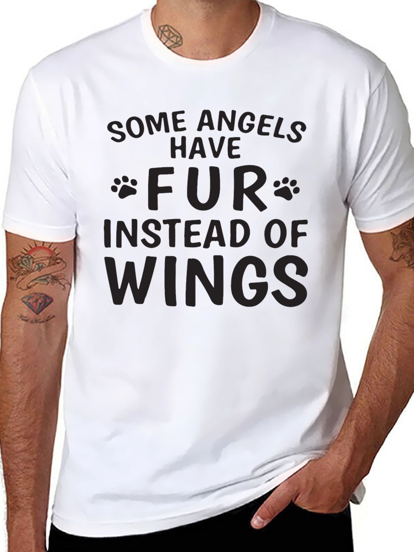 Black Some Angels Have Fur T-Shirt view 8